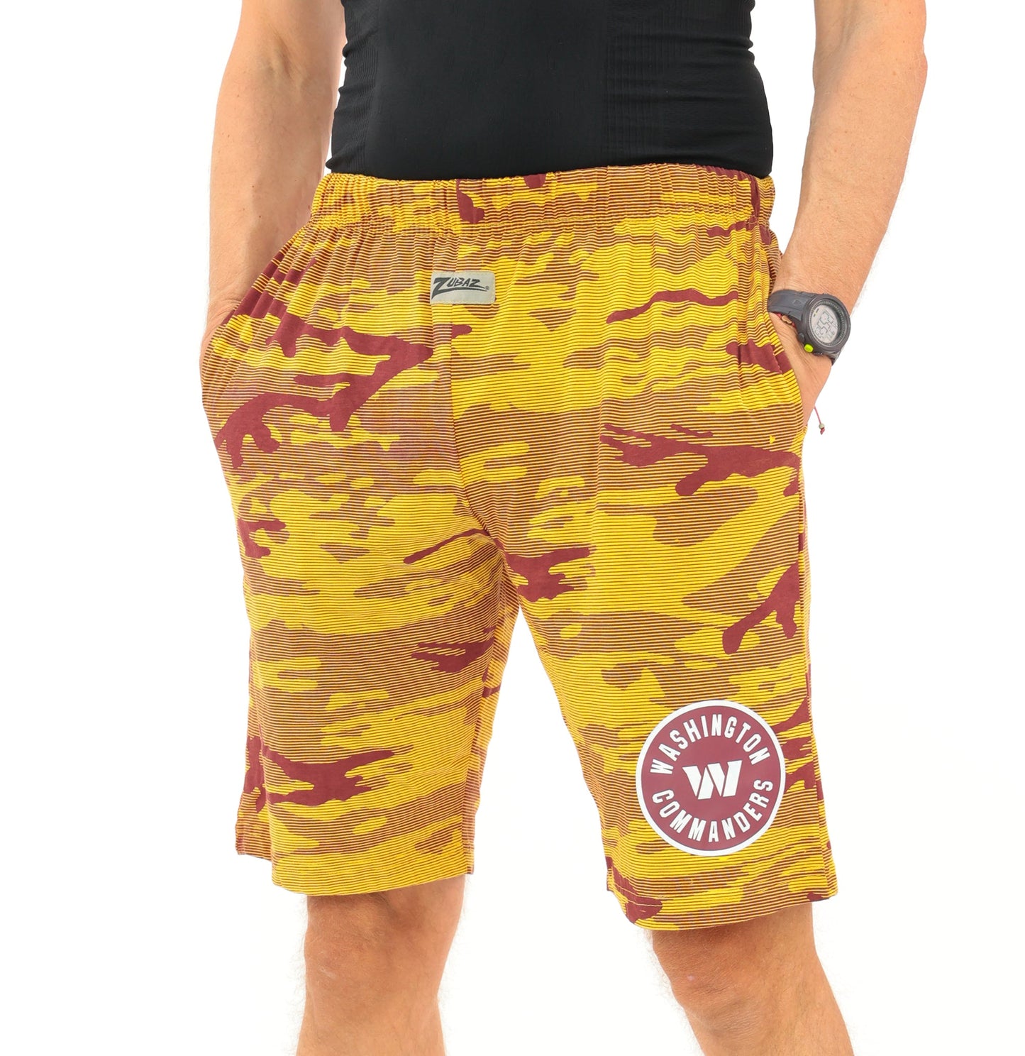 Zubaz NFL Adult Unisex Z88 Camo Lines Shorts, Washington Commanders