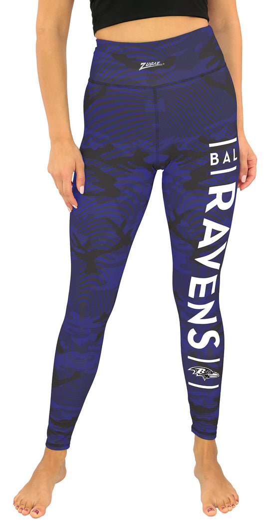 Zubaz NFL Women's Goal Line Camo Line Leggings, Baltimore Ravens