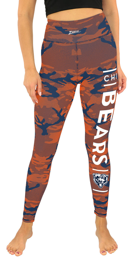 Zubaz NFL Women's Goal Line Camo Line Leggings, Chicago Bears