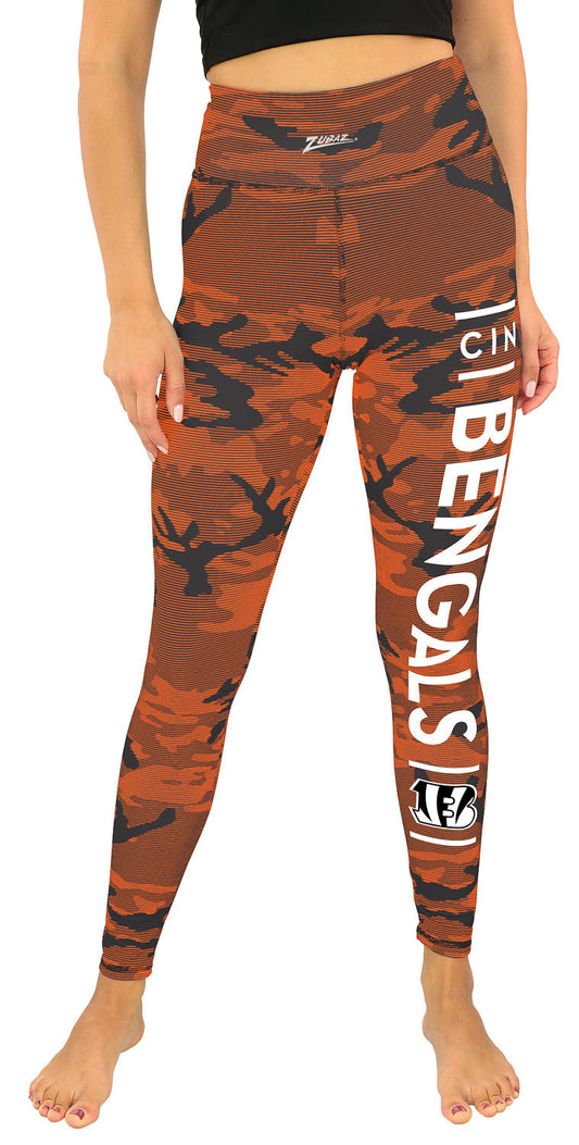 Zubaz NFL Women's Goal Line Camo Line Leggings, Cincinnati Bengals