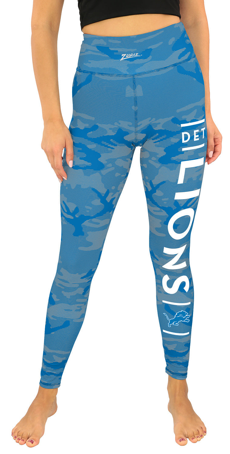 Zubaz NFL Women's Goal Line Camo Line Leggings, Detroit Lions