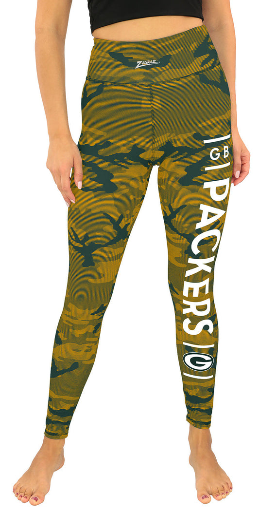 Zubaz NFL Women's Goal Line Camo Line Leggings, Green Bay Packers