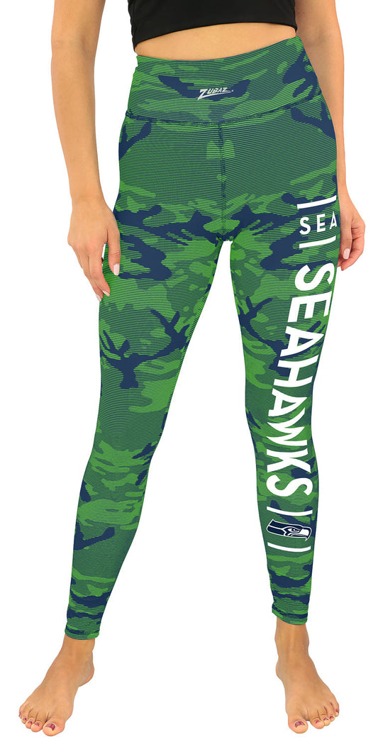 Zubaz NFL Women's Goal Line Camo Line Leggings, Seattle Seahawks