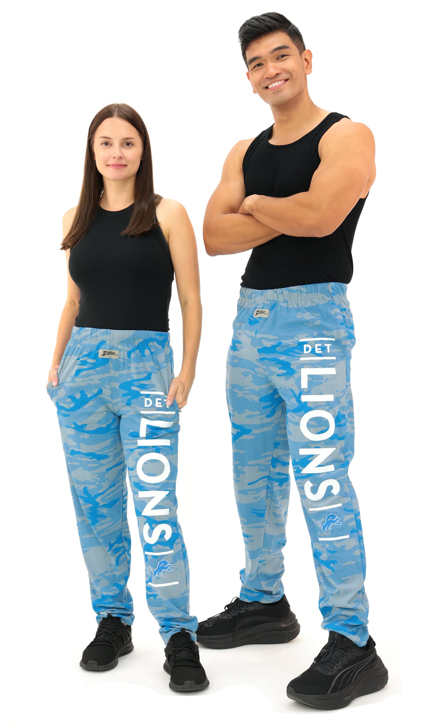 Zubaz NFL Adult Unisex Z88 Camo Lines Pants, Detroit Lions