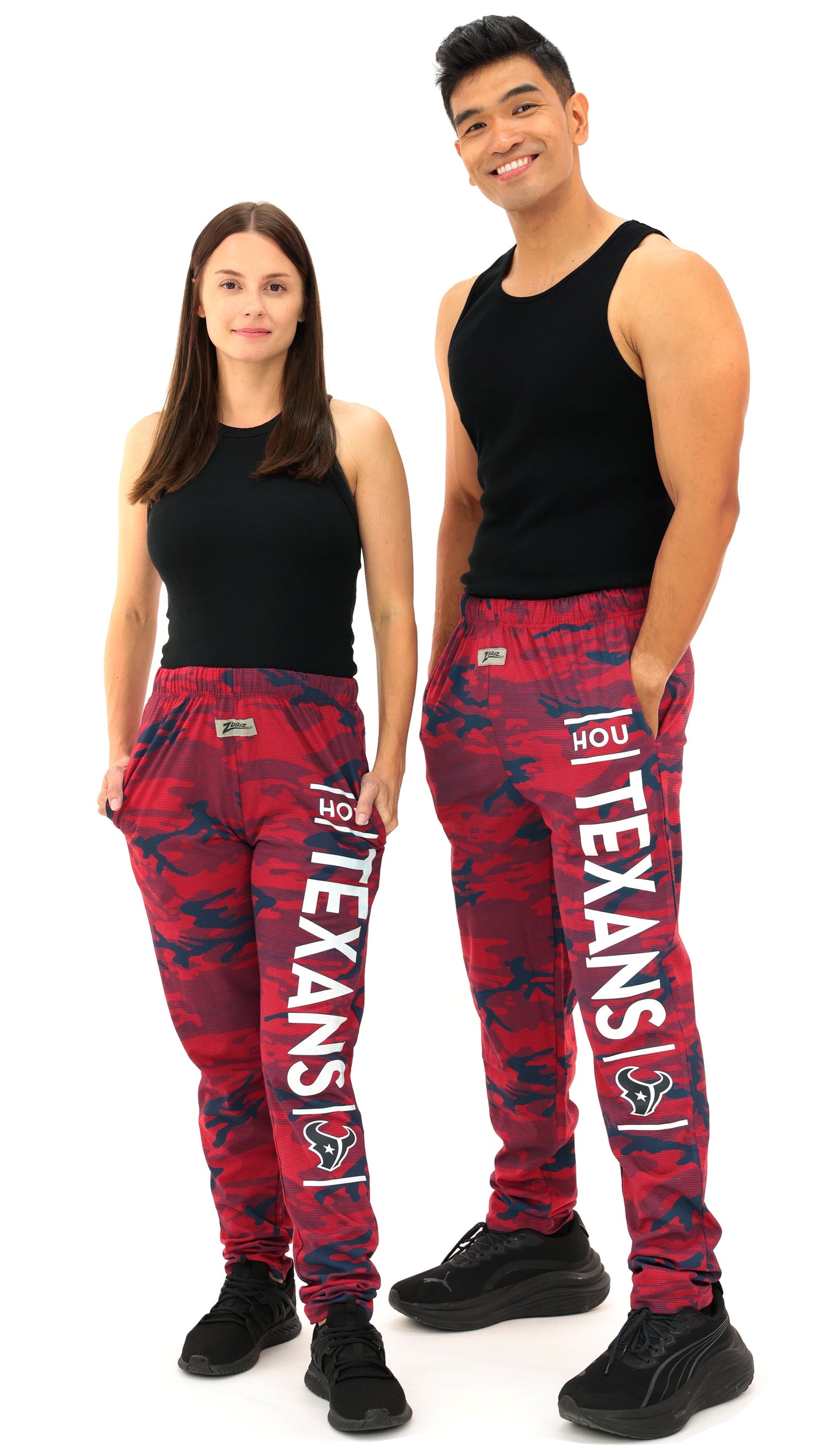 Zubaz NFL Adult Unisex Z88 Camo Lines Pants, Houston Texans