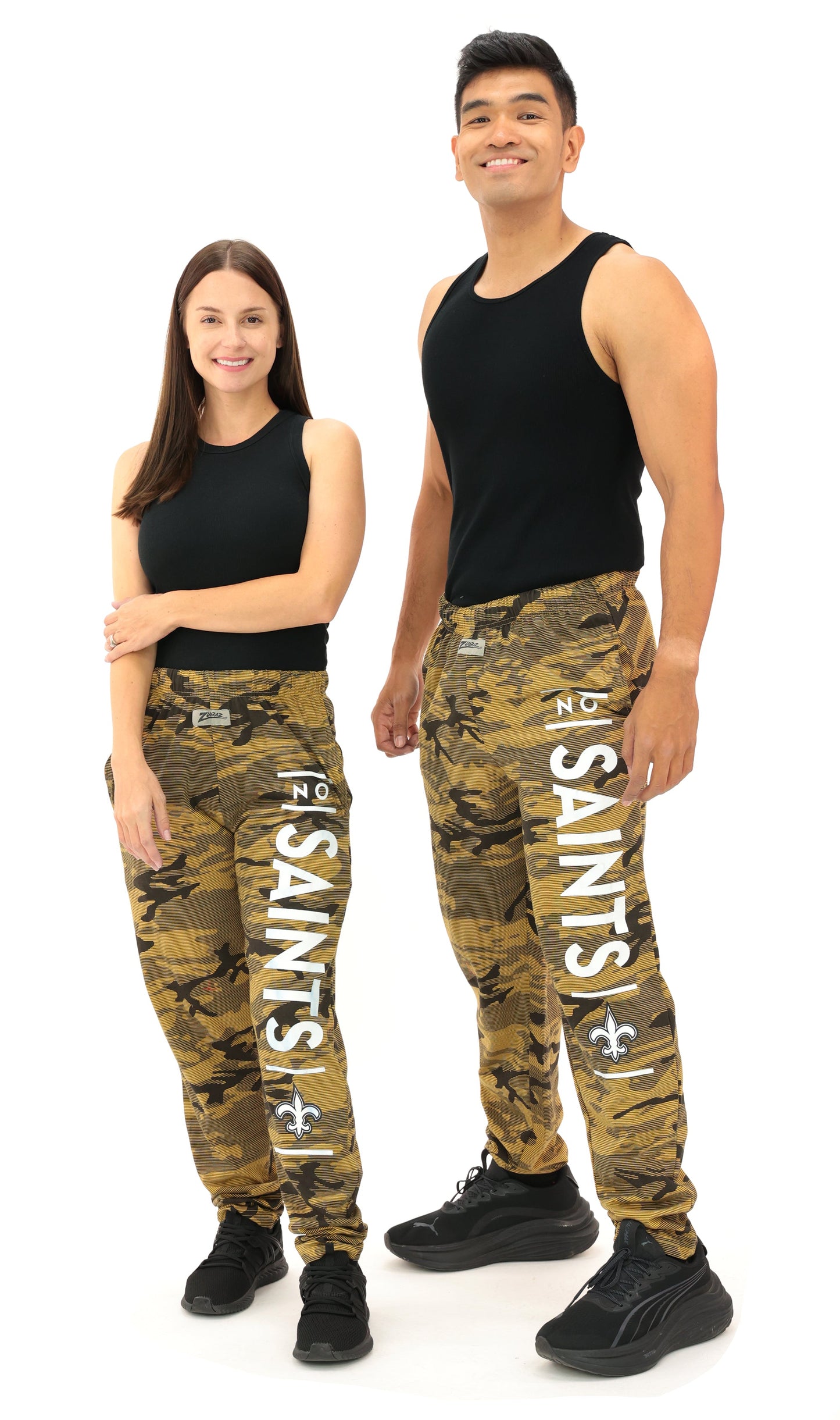 Zubaz NFL Adult Unisex Z88 Camo Lines Pants, New Orleans Saints
