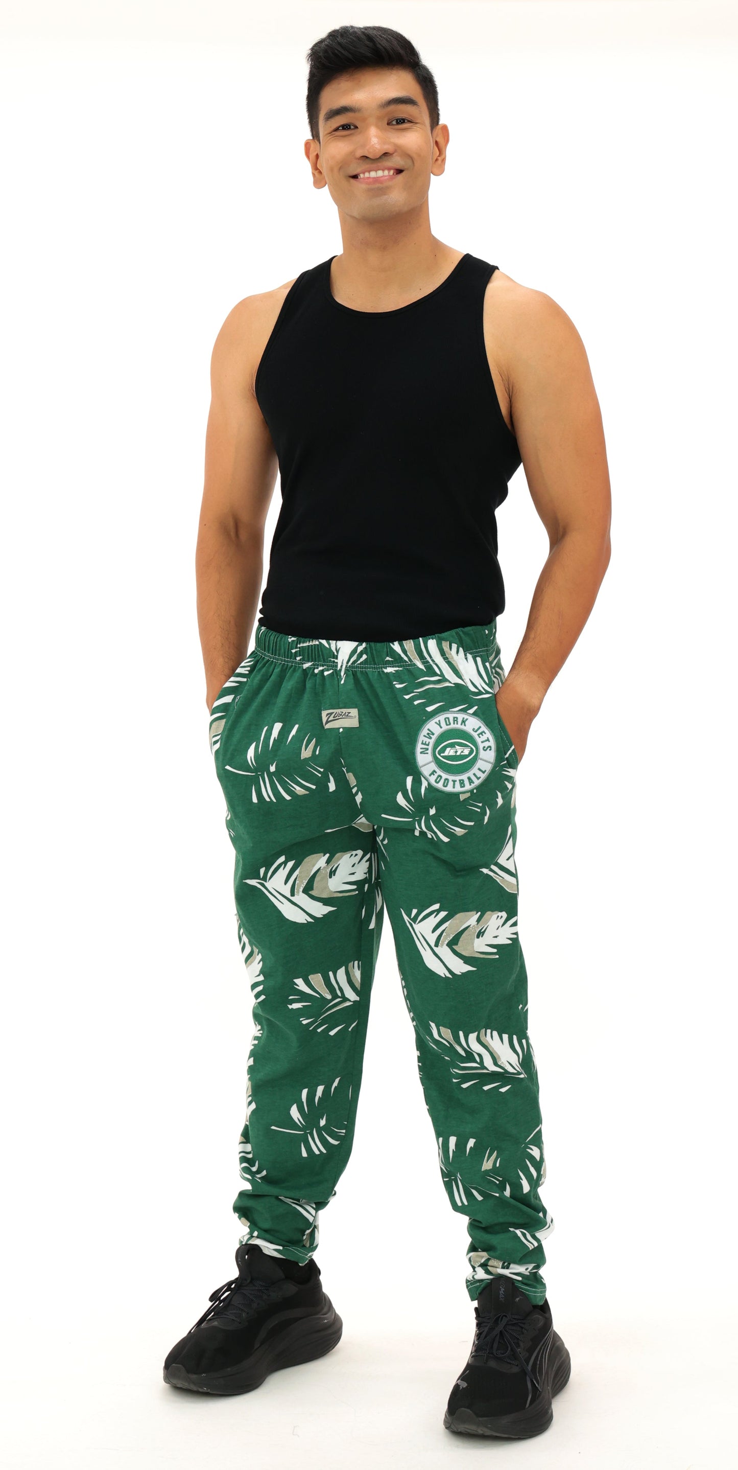 Zubaz NFL Adult Unisex Z88 Embroidered Leaf 3 Color Pants, New York Jets