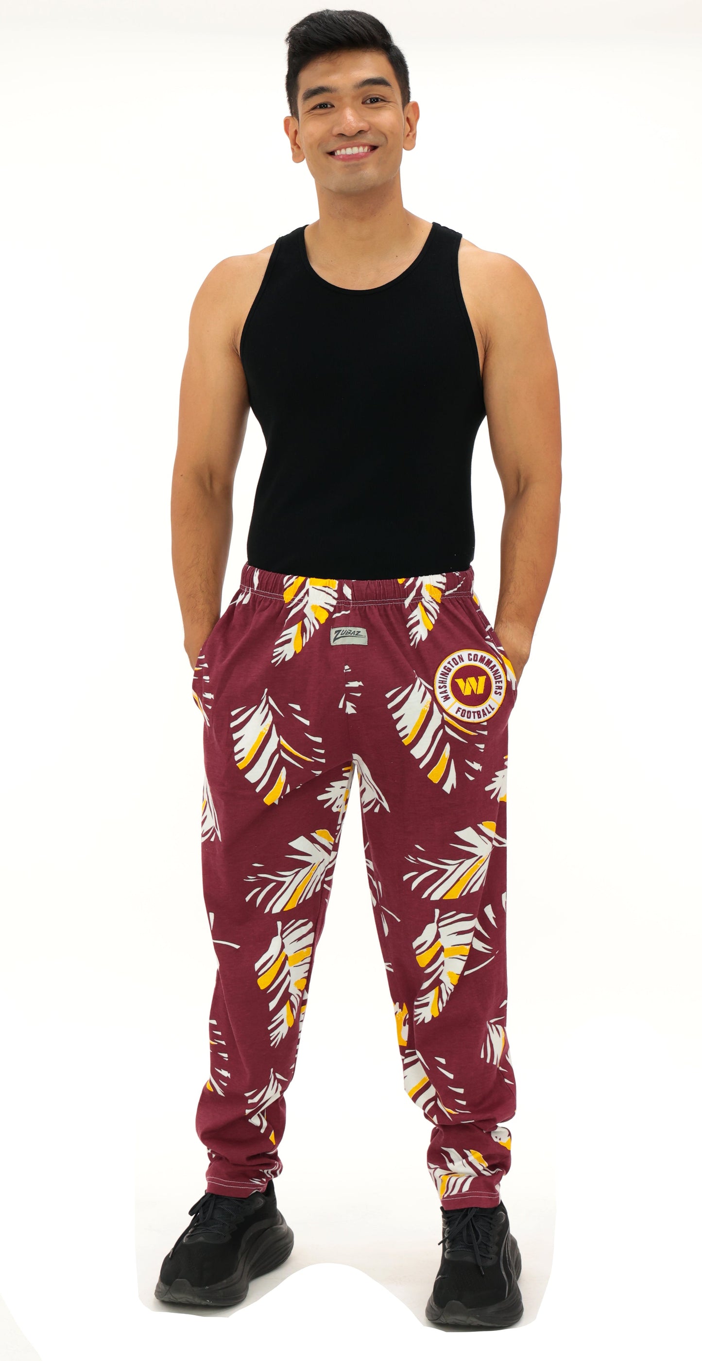 Zubaz NFL Adult Unisex Z88 Embroidered Leaf 3 Color Pants, Washington Commanders