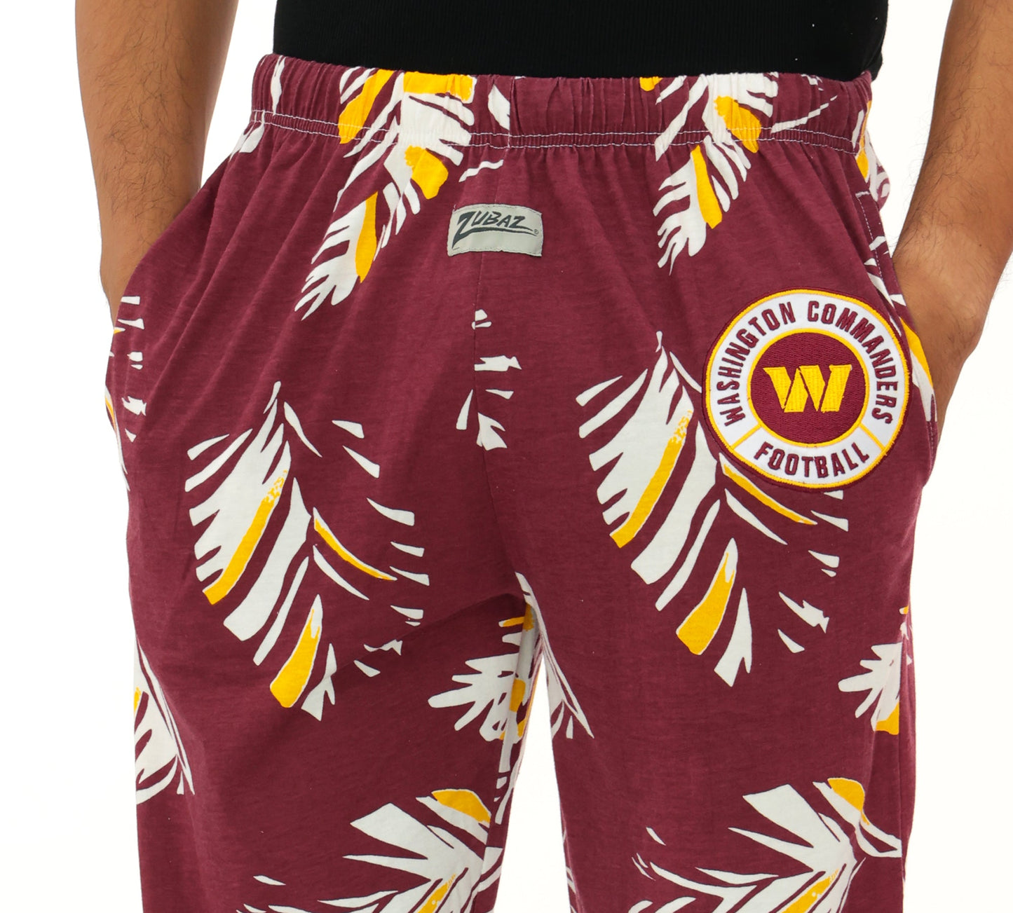 Zubaz NFL Adult Unisex Z88 Embroidered Leaf 3 Color Pants, Washington Commanders