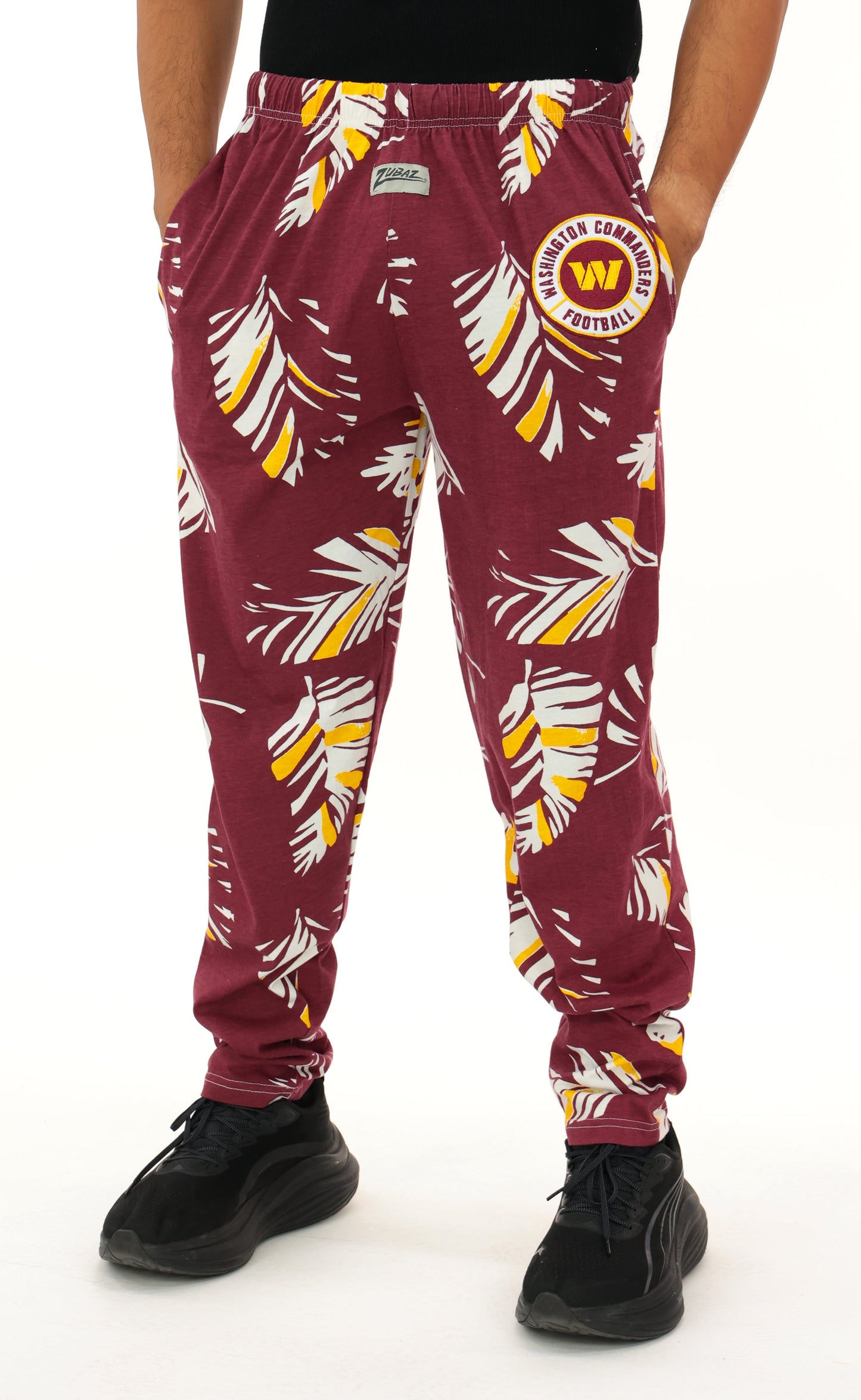 Zubaz NFL Adult Unisex Z88 Embroidered Leaf 3 Color Pants, Washington Commanders