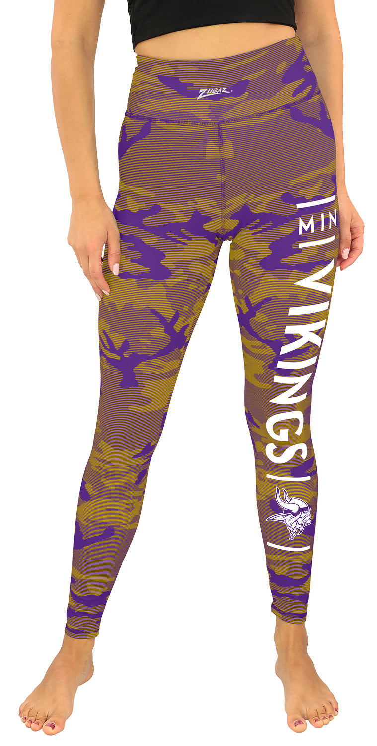 Zubaz NFL Women's Goal Line Camo Line Leggings, Minnesota Vikings