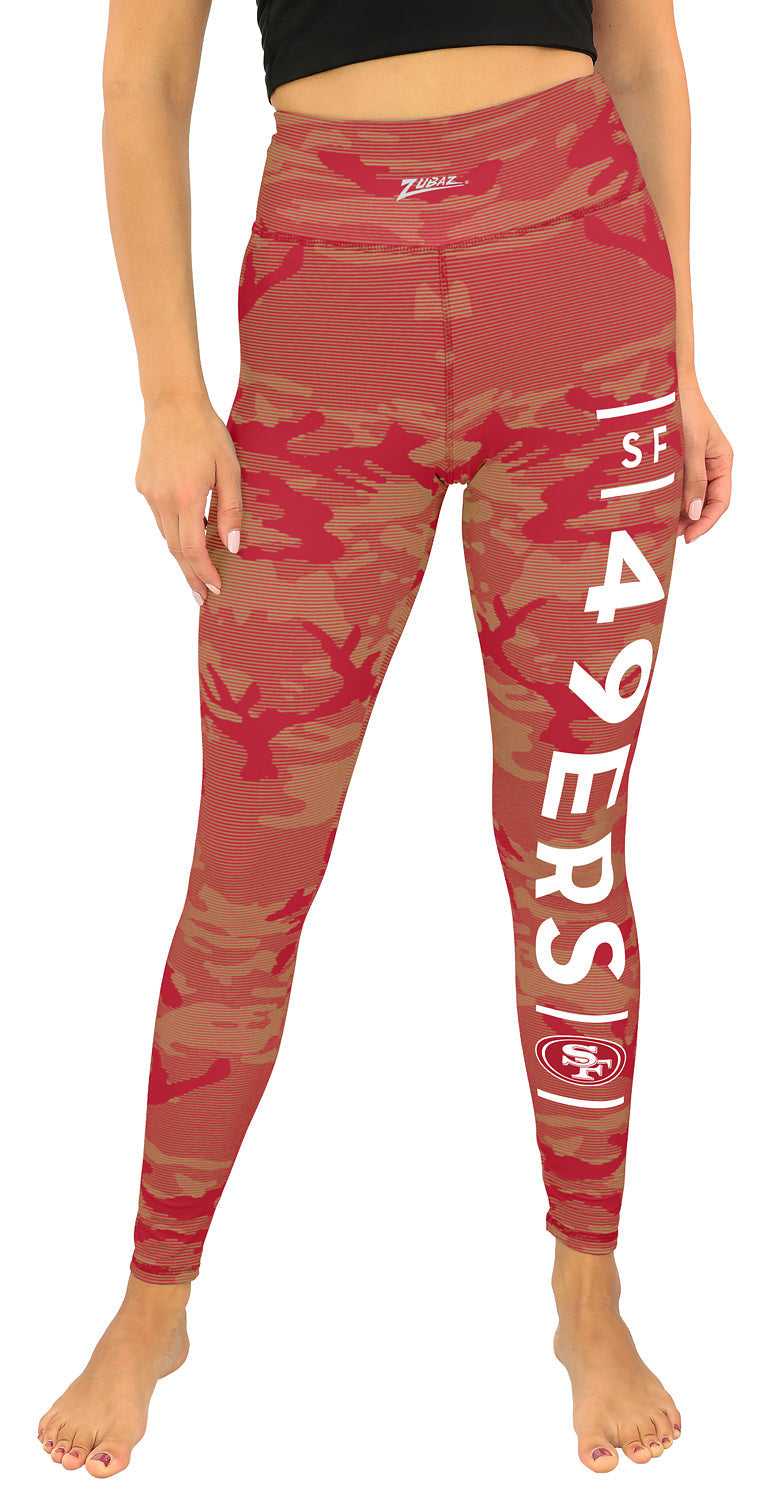 Zubaz NFL Women's Goal Line Camo Line Leggings, San Francisco 49ers