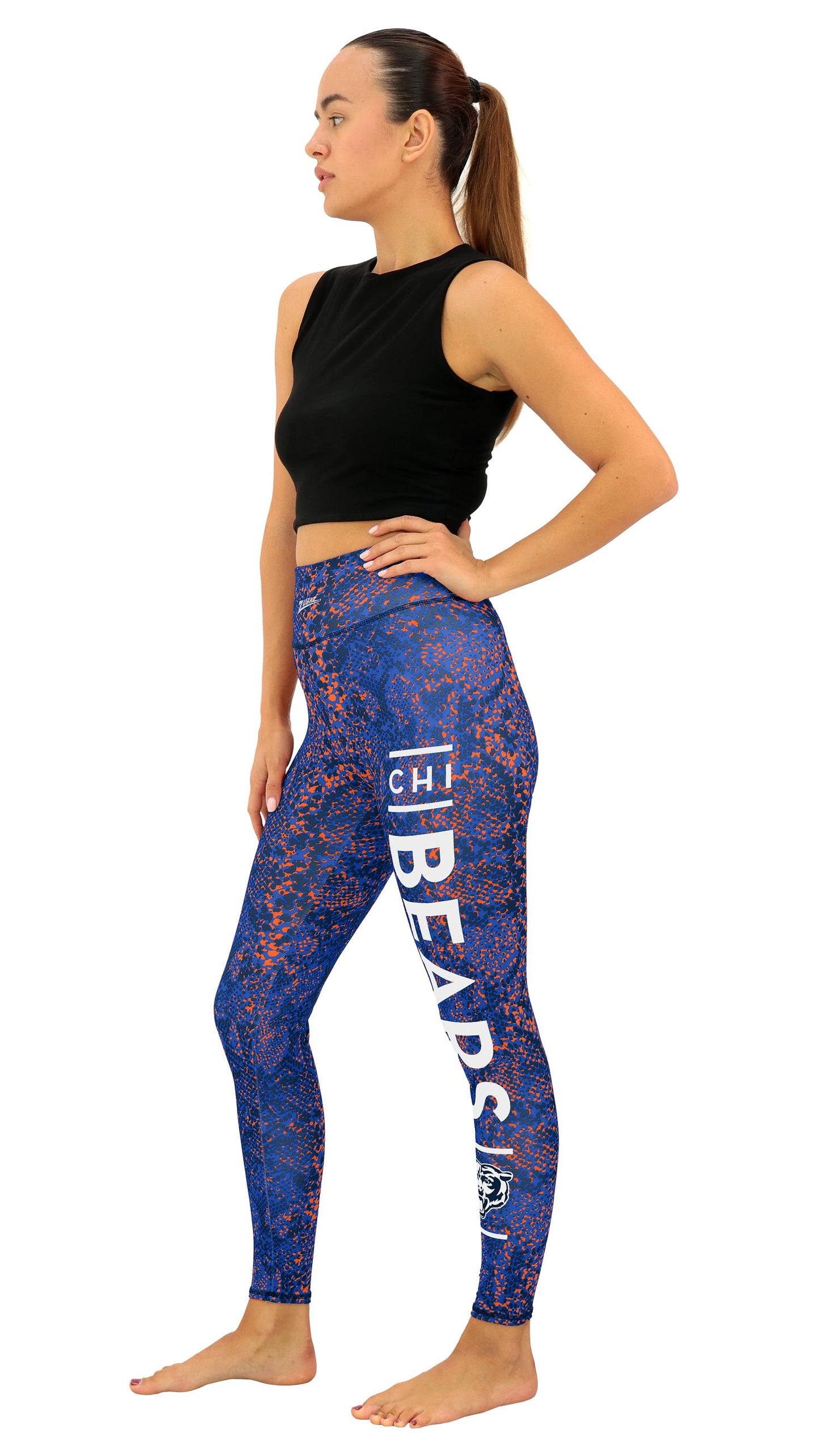 Zubaz NFL Women's Field Goal Primary Post Leggings, Chicago Bears