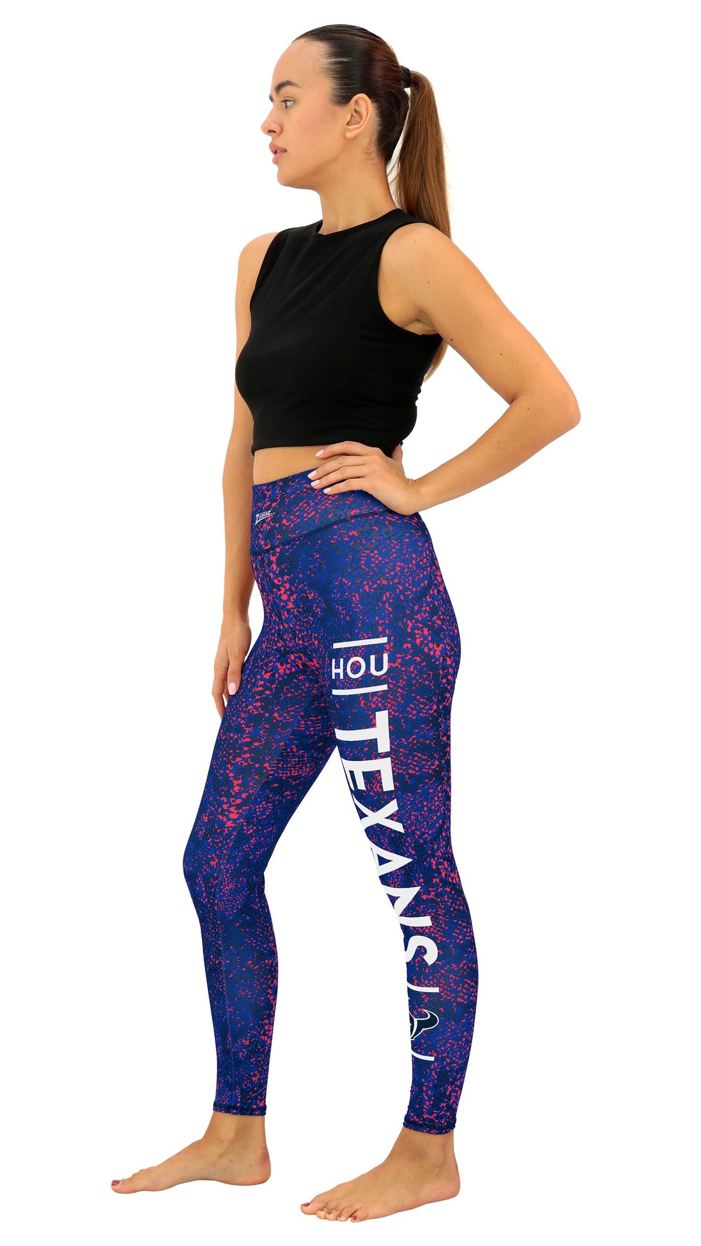 Zubaz NFL Women's Field Goal Primary Post Leggings, Houston Texans