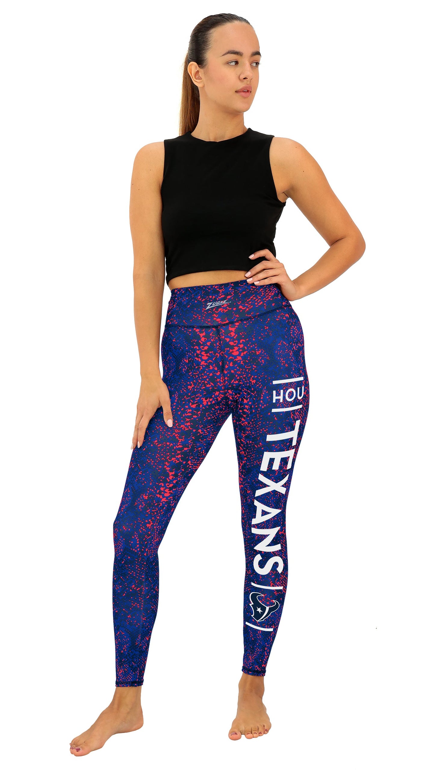Zubaz NFL Women's Field Goal Primary Post Leggings, Houston Texans