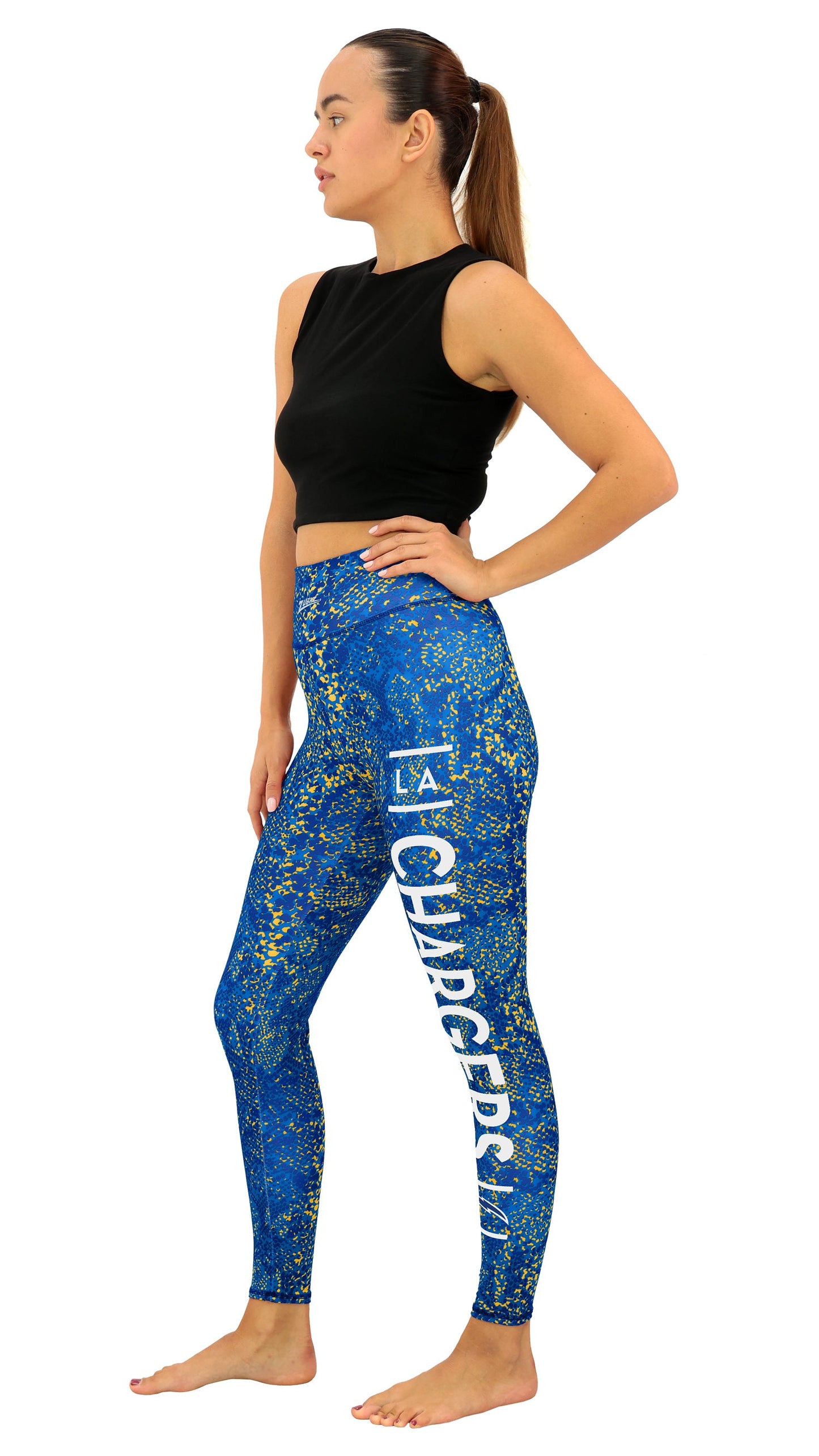 Zubaz NFL Women's Field Goal Primary Post Leggings, Los Angeles Chargers