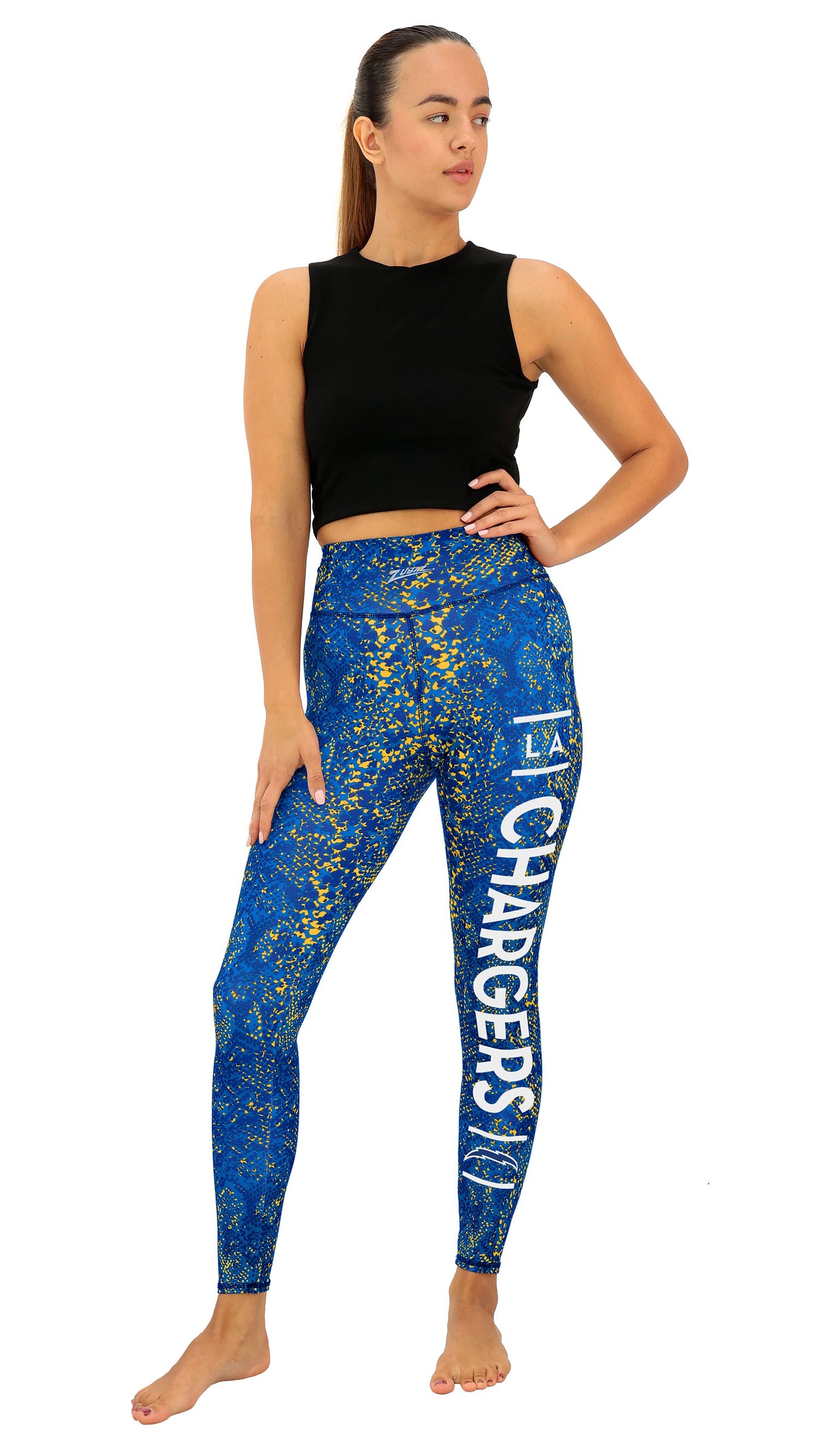 Zubaz NFL Women's Field Goal Primary Post Leggings, Los Angeles Chargers