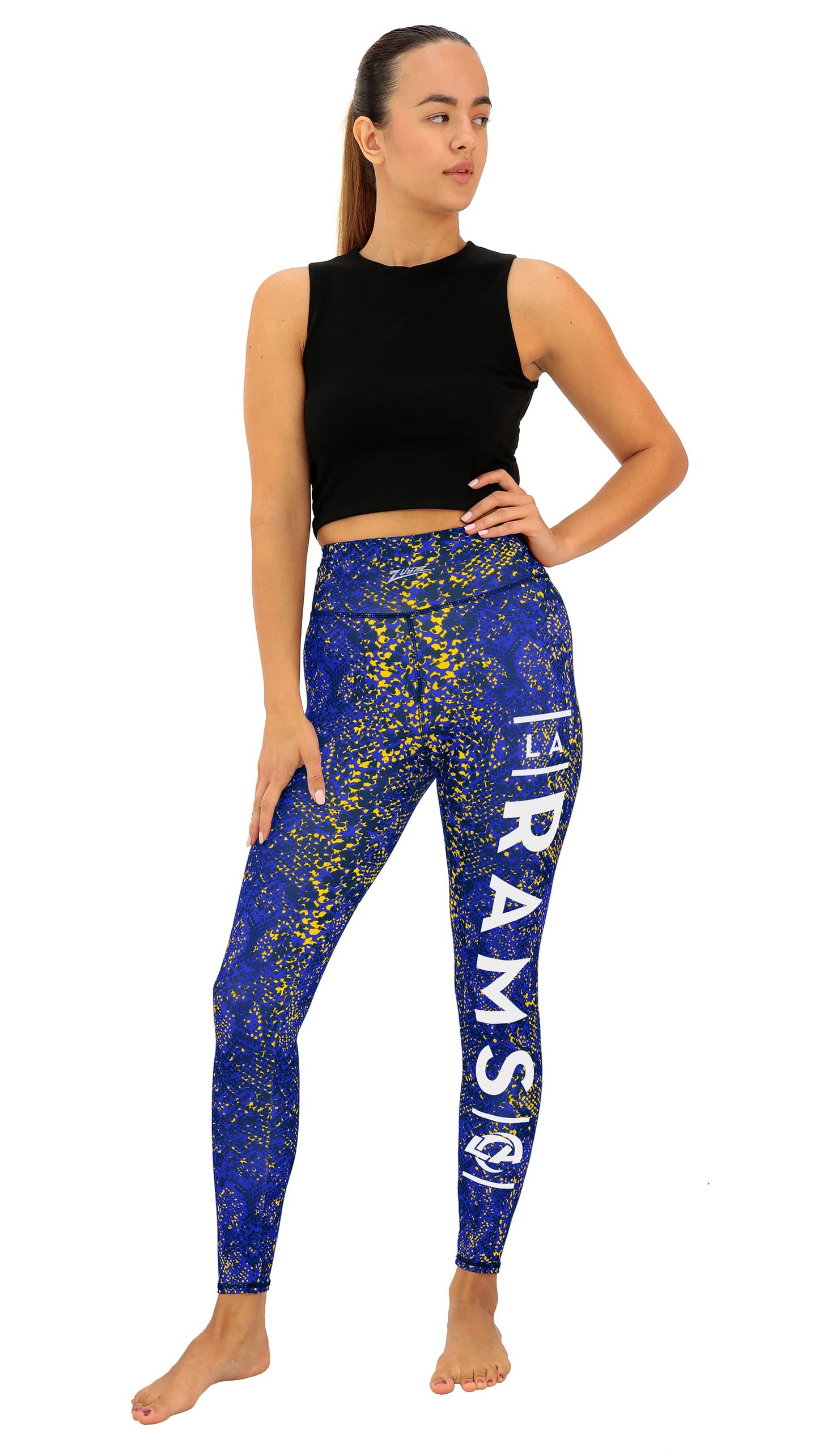 Zubaz NFL Women's Field Goal Primary Post Leggings, Los Angeles Rams