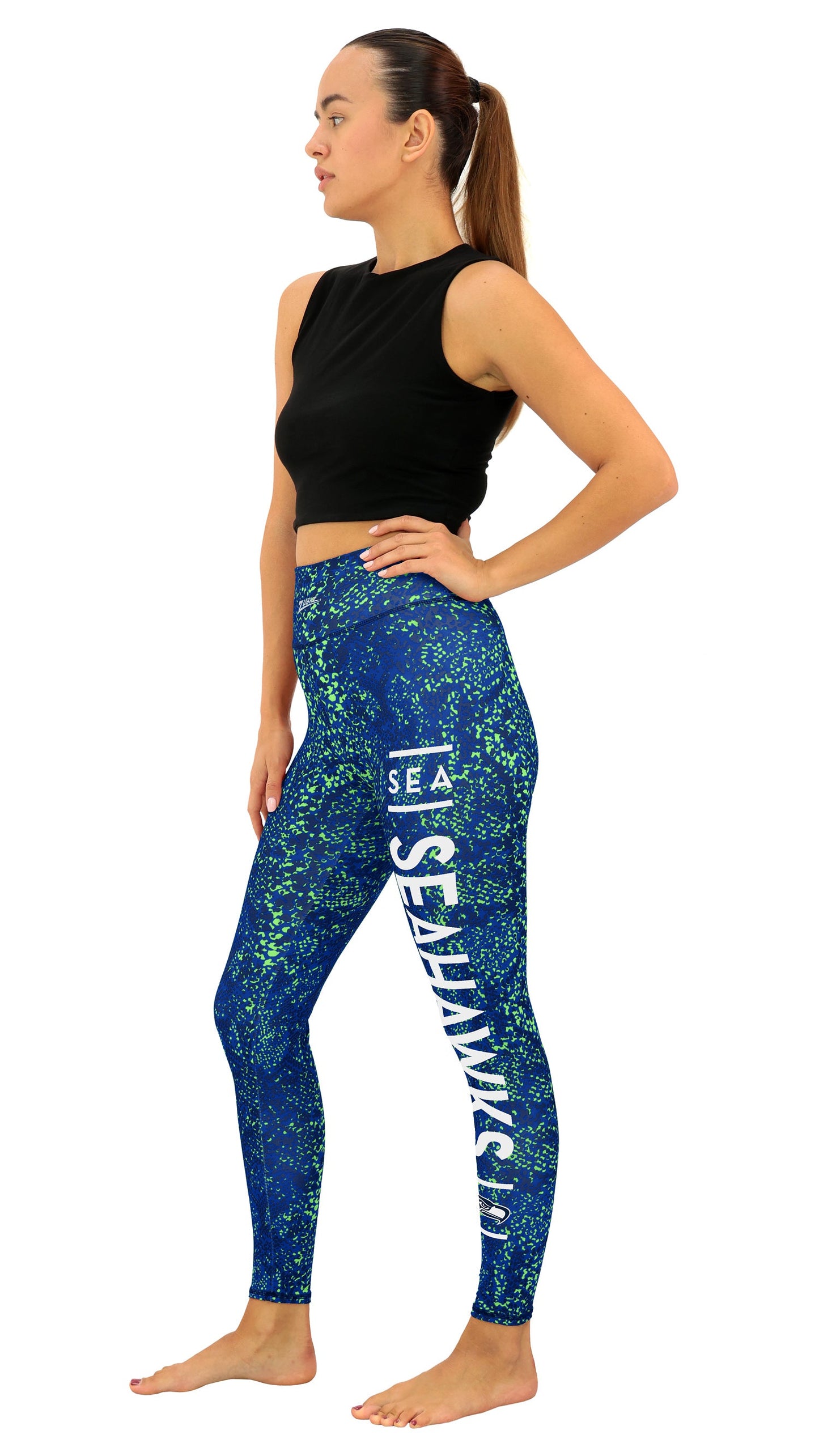 Zubaz NFL Women's Field Goal Primary Post Leggings, Seattle Seahawks