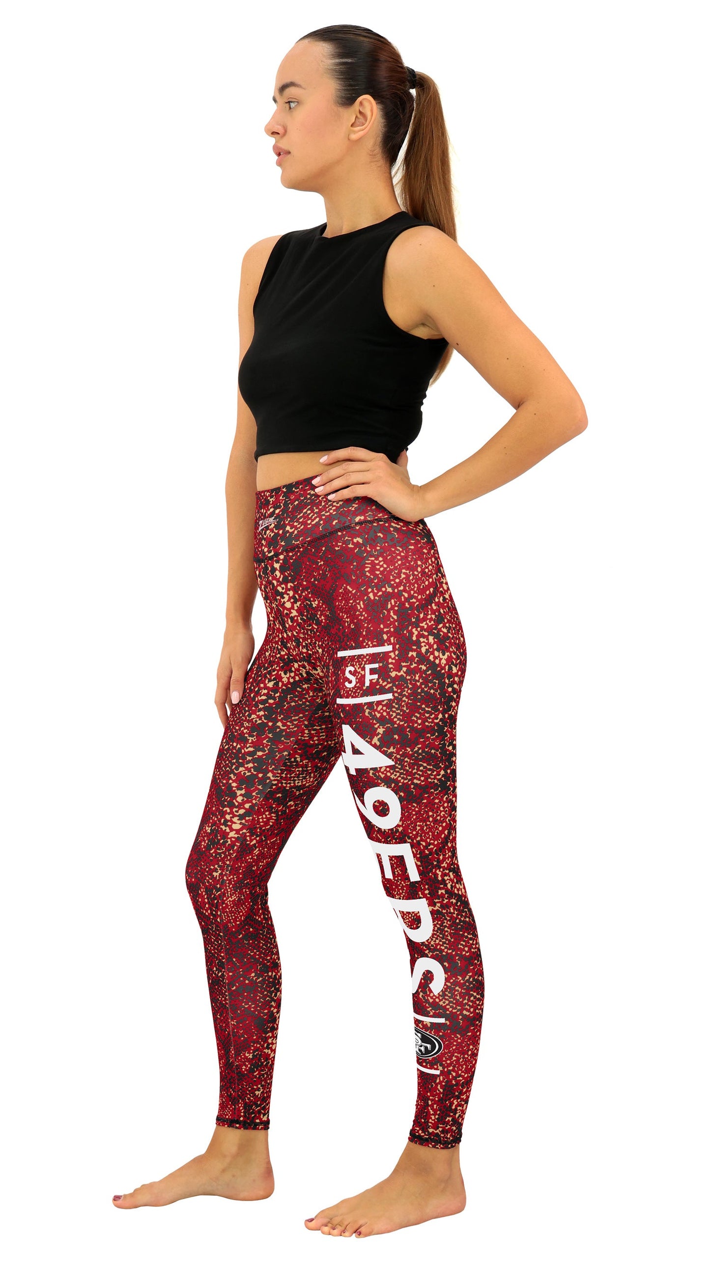 Zubaz NFL Women's Field Goal Primary Post Leggings, San Francisco 49ers