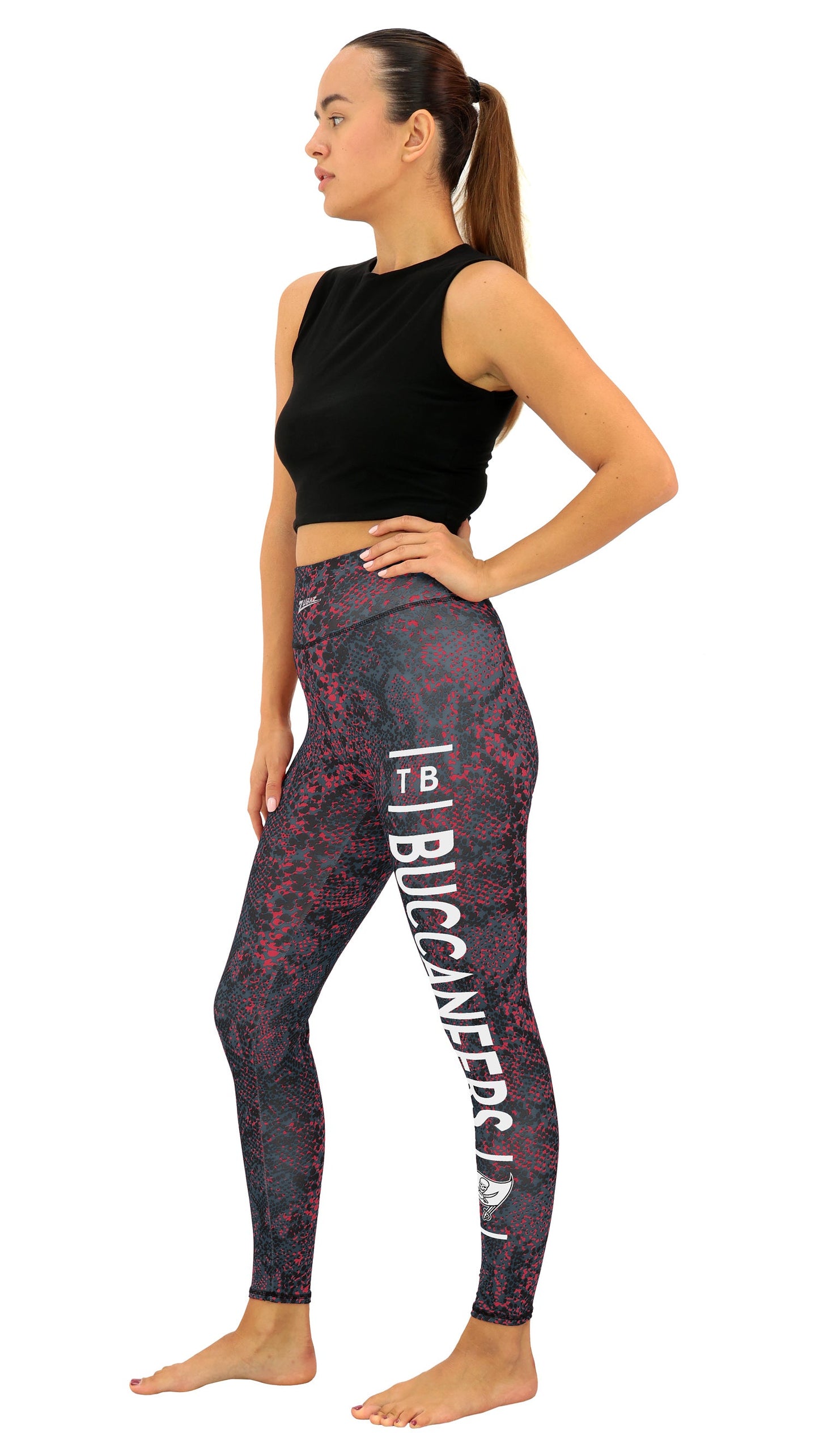 Zubaz NFL Women's Field Goal Primary Post Leggings, Tampa Bay Buccaneers