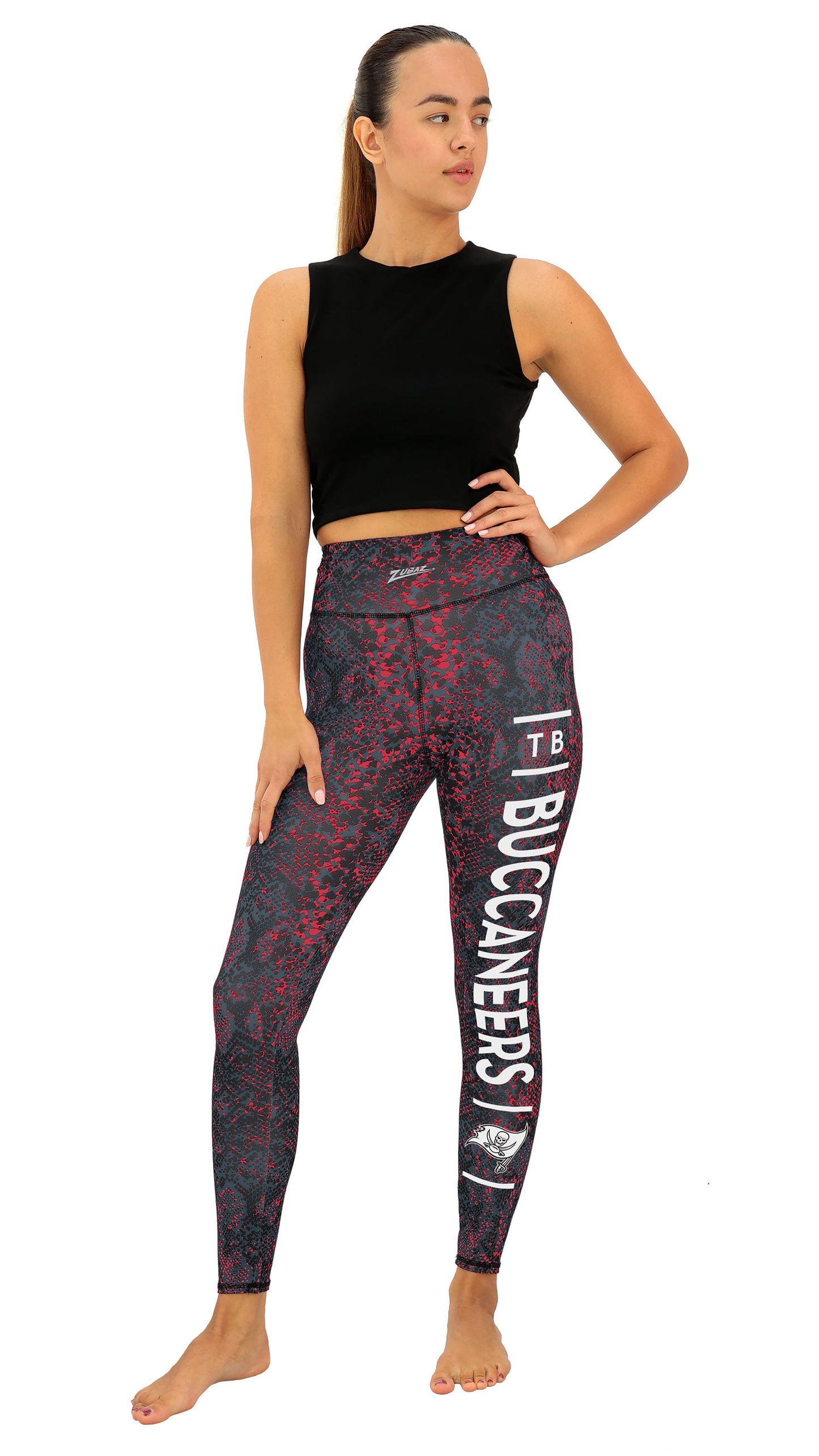 Zubaz NFL Women's Field Goal Primary Post Leggings, Tampa Bay Buccaneers