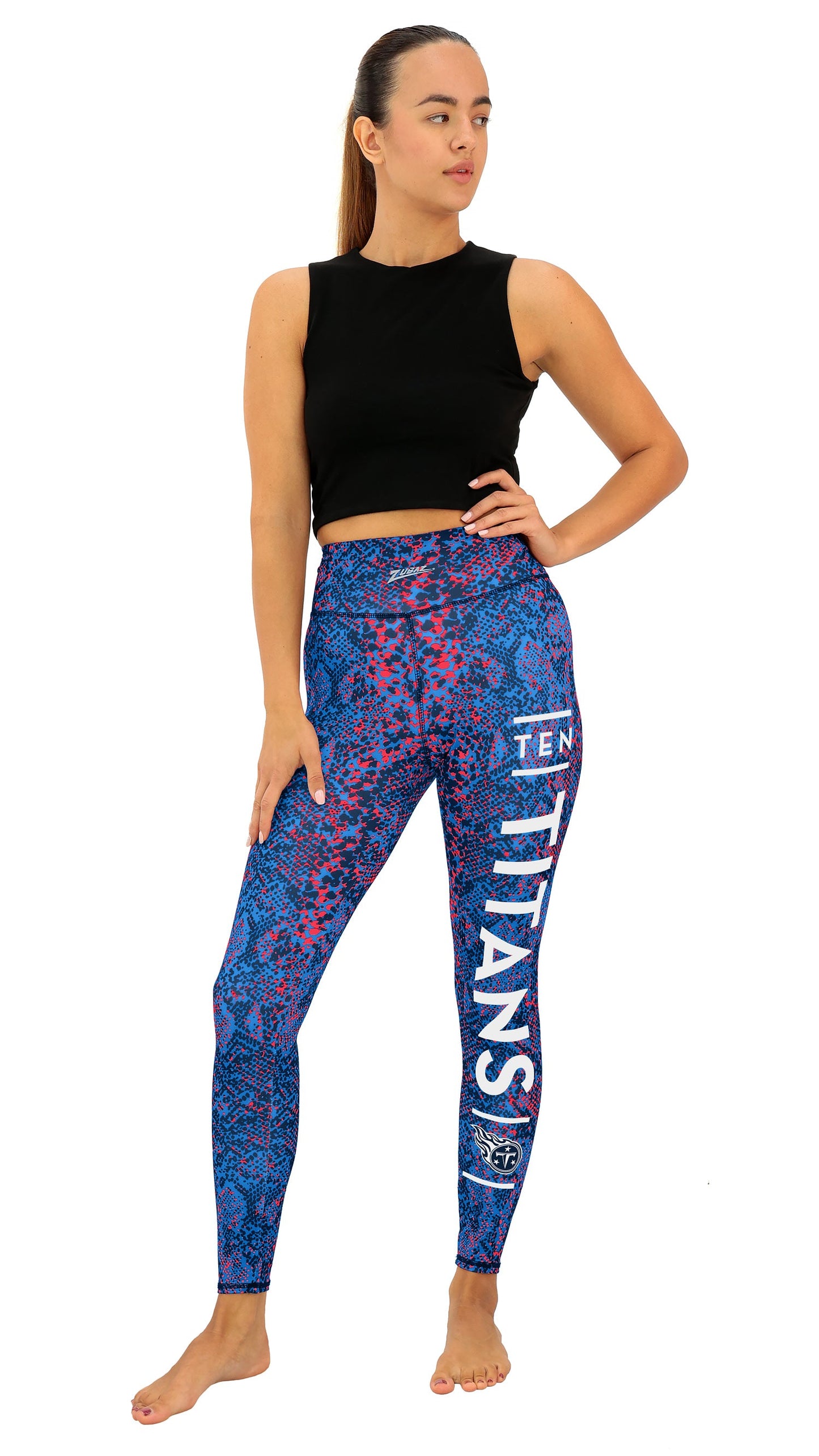 Zubaz NFL Women's Field Goal Primary Post Leggings, Tennessee Titans