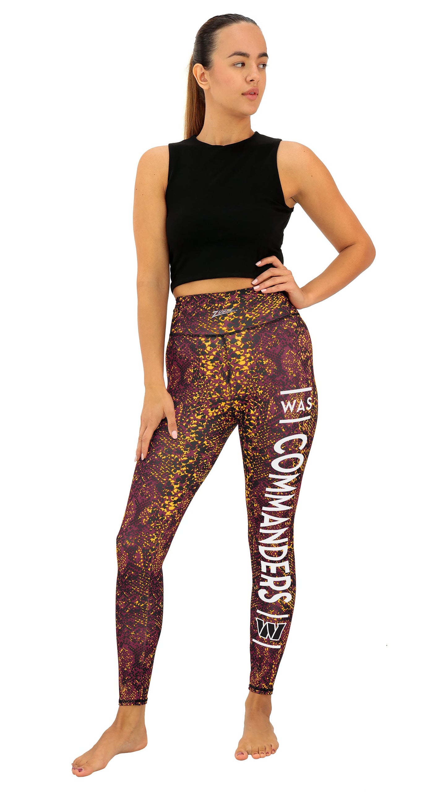 Zubaz NFL Women's Field Goal Primary Post Leggings, Washington Commanders