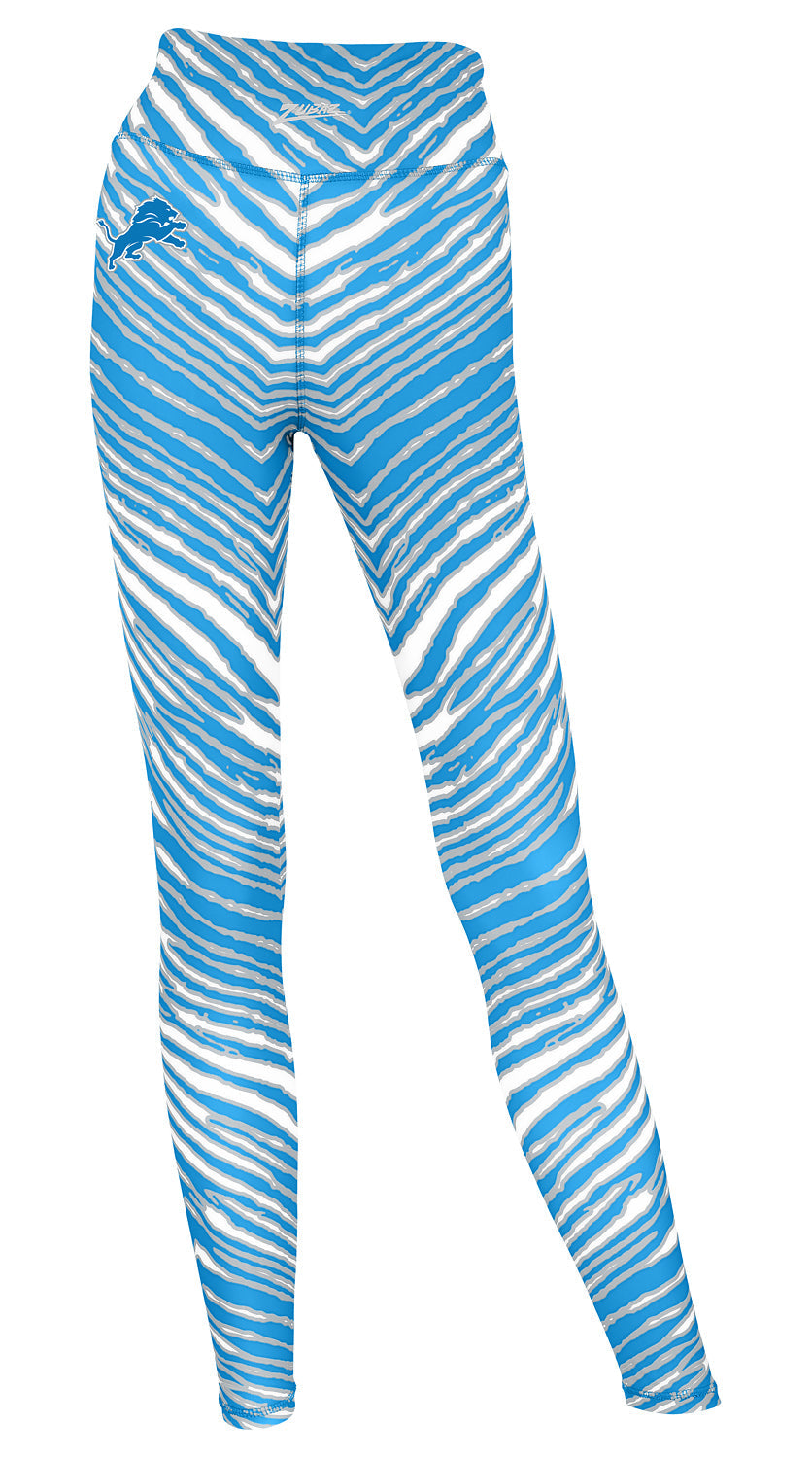 Zubaz NFL Women's Embroidered 3 Color Zebra Leggings, Detroit Lions