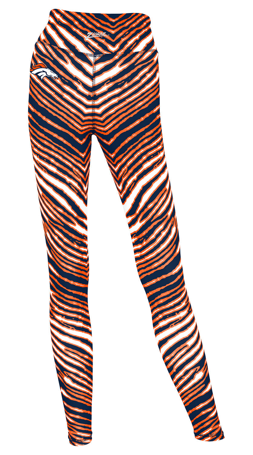 Zubaz NFL Women's Embroidered 3 Color Zebra Leggings, Denver Broncos