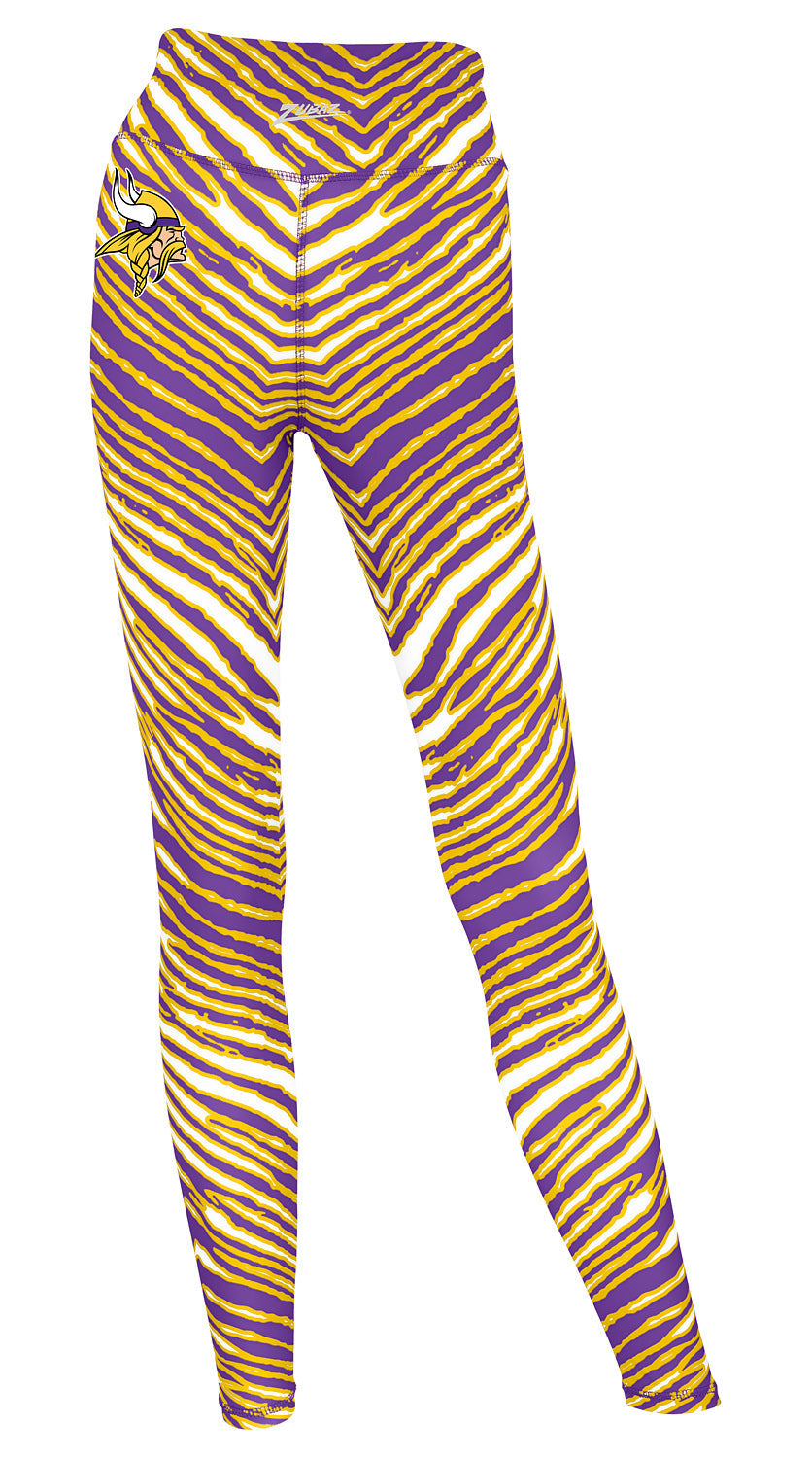 Zubaz NFL Women's Embroidered 3 Color Zebra Leggings, Minnesota Vikings