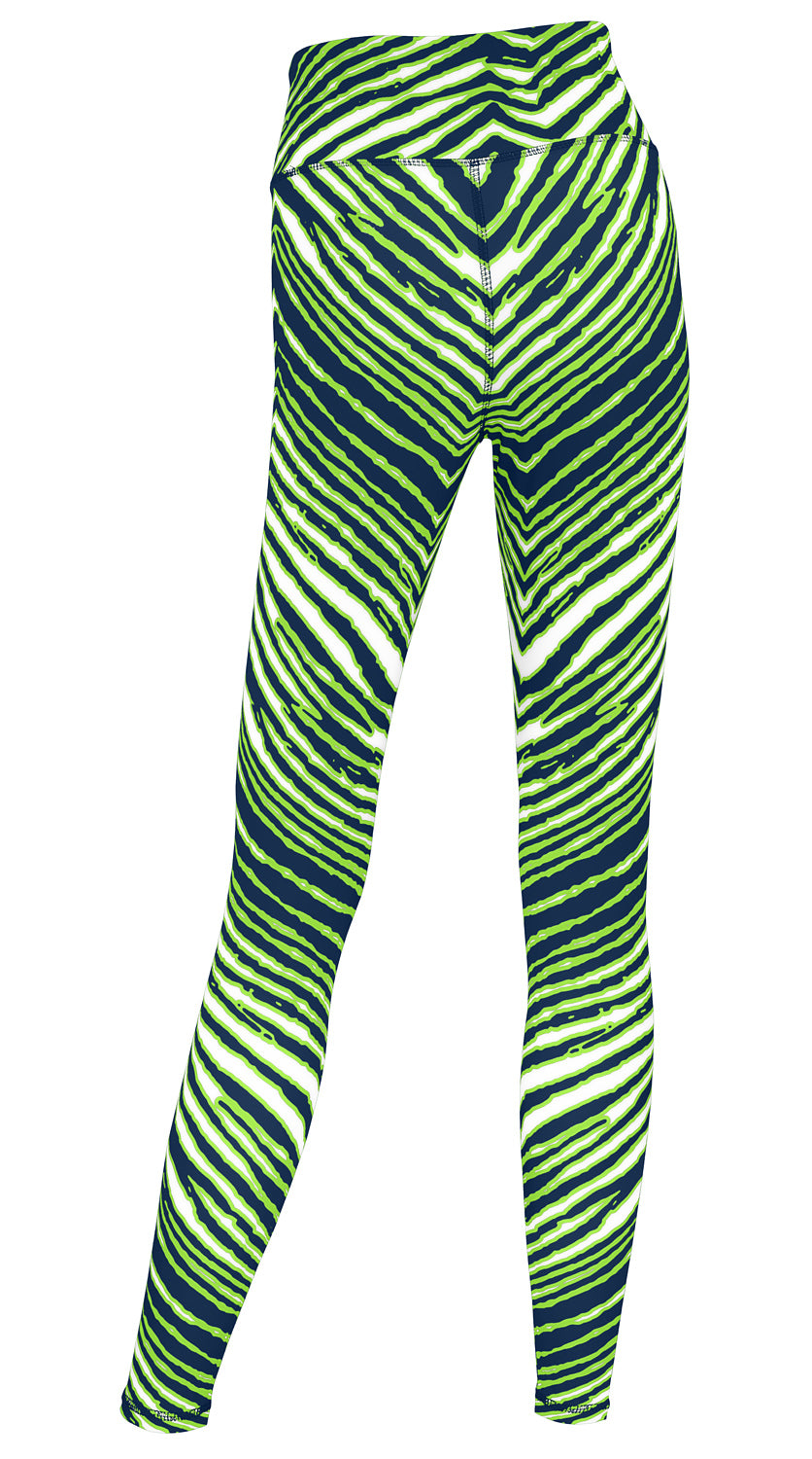 Zubaz NFL Women's Embroidered 3 Color Zebra Leggings, Seattle Seahawks