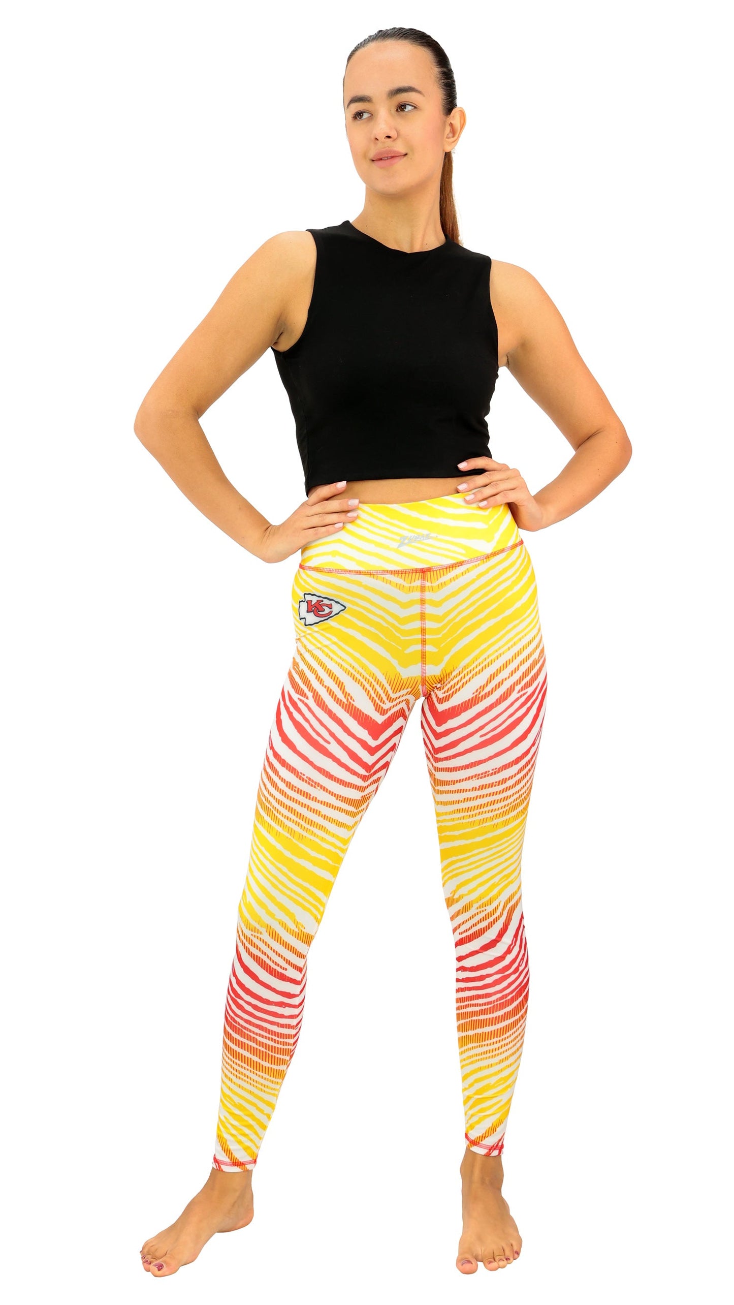 Zubaz NFL Women's Primary Logo Zebra Ombre Leggings, Kansas City Chiefs