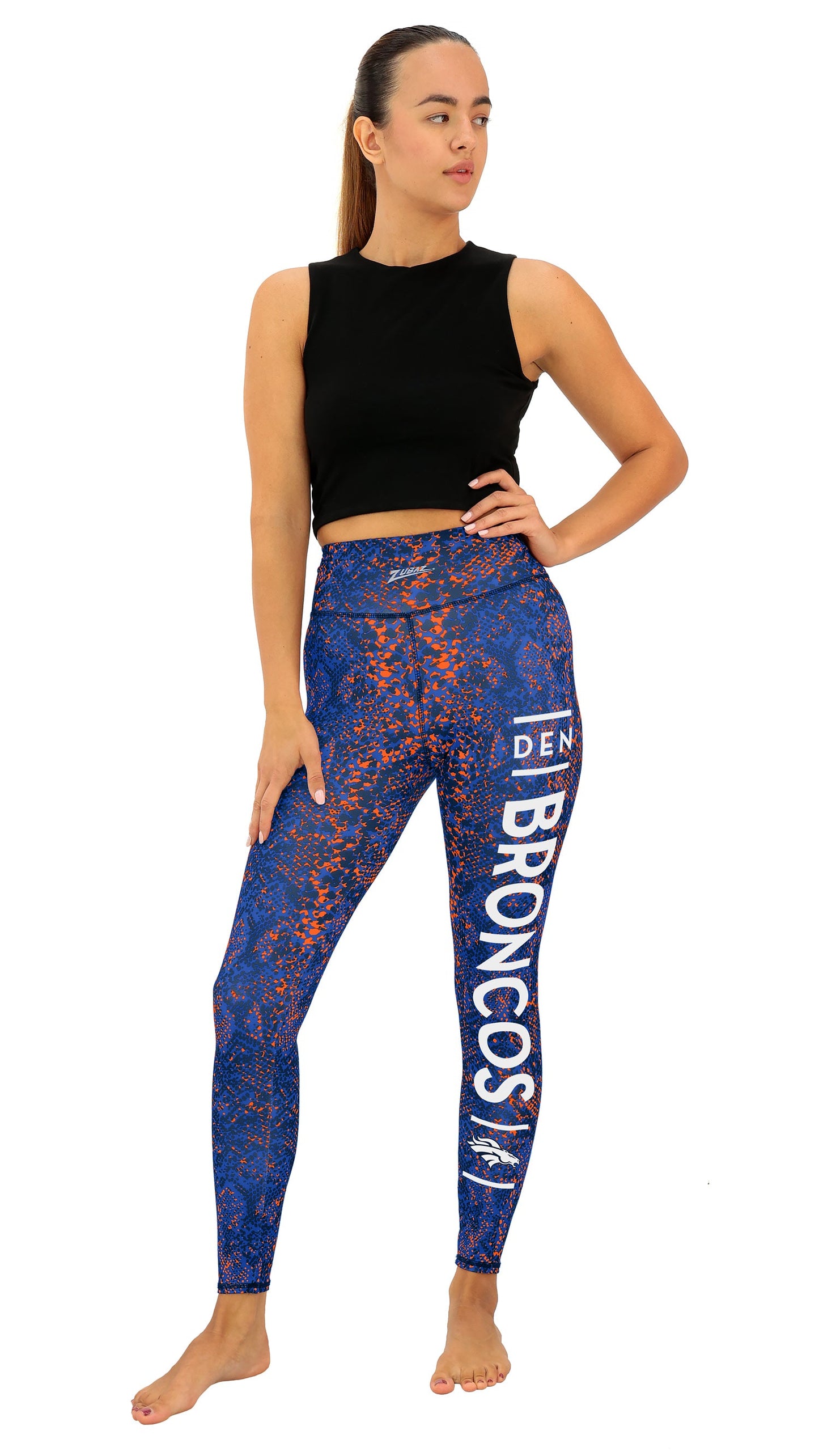 Zubaz NFL Women's Field Goal Primary Post Leggings, Denver Broncos