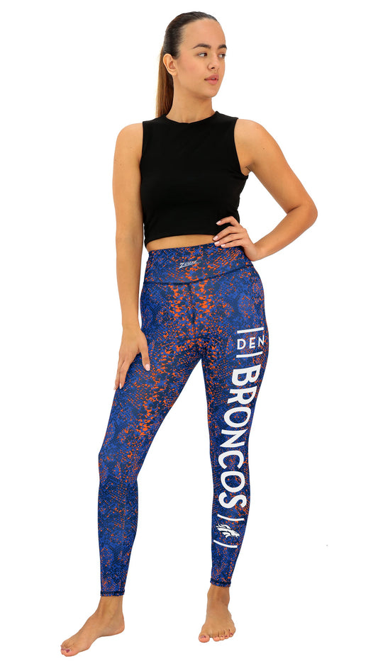 Zubaz NFL Women's Field Goal Primary Post Leggings, Denver Broncos