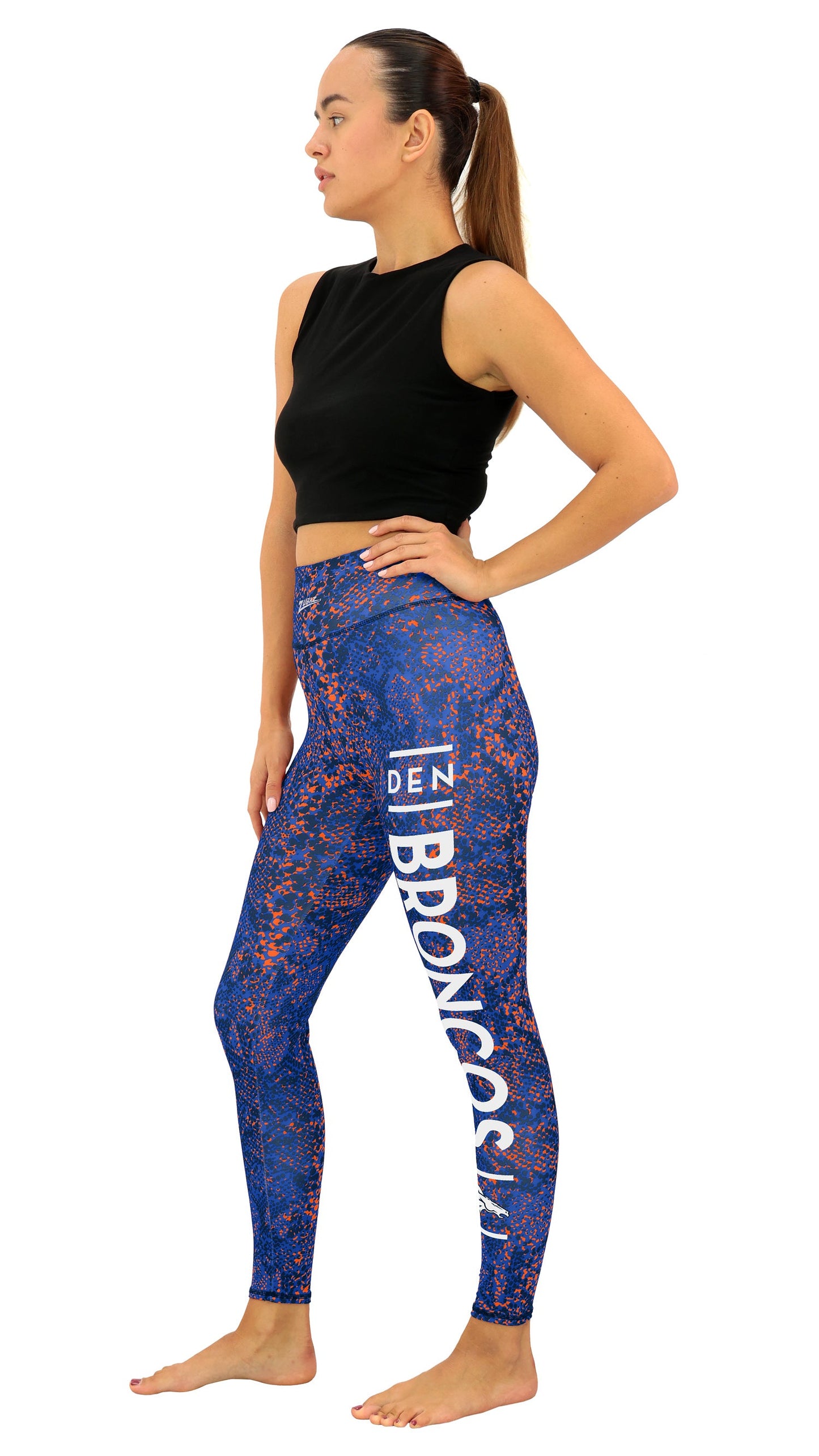 Zubaz NFL Women's Field Goal Primary Post Leggings, Denver Broncos