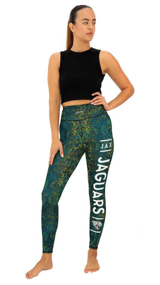 Zubaz NFL Women's Field Goal Primary Post Leggings, Jacksonville Jaguars