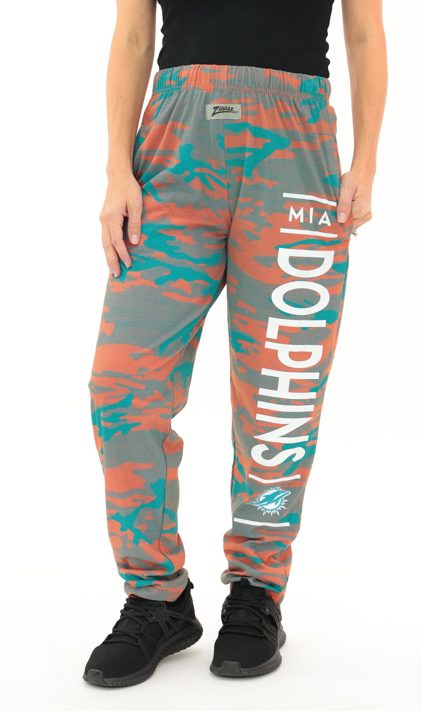 Zubaz NFL Adult Unisex Z88 Camo Lines Pants, Miami Dolphins