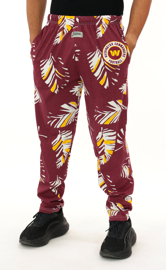 Zubaz NFL Adult Unisex Z88 Embroidered Leaf 3 Color Pants, Washington Commanders