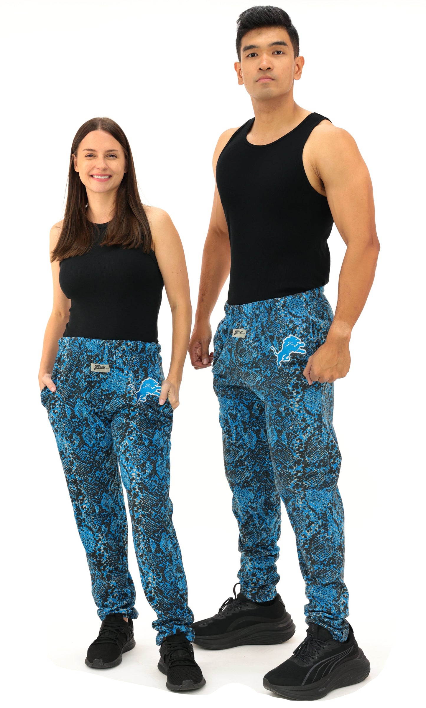 Zubaz NFL Adult Unisex Z88 Embroidered Post Pattern Pants, Detroit Lions