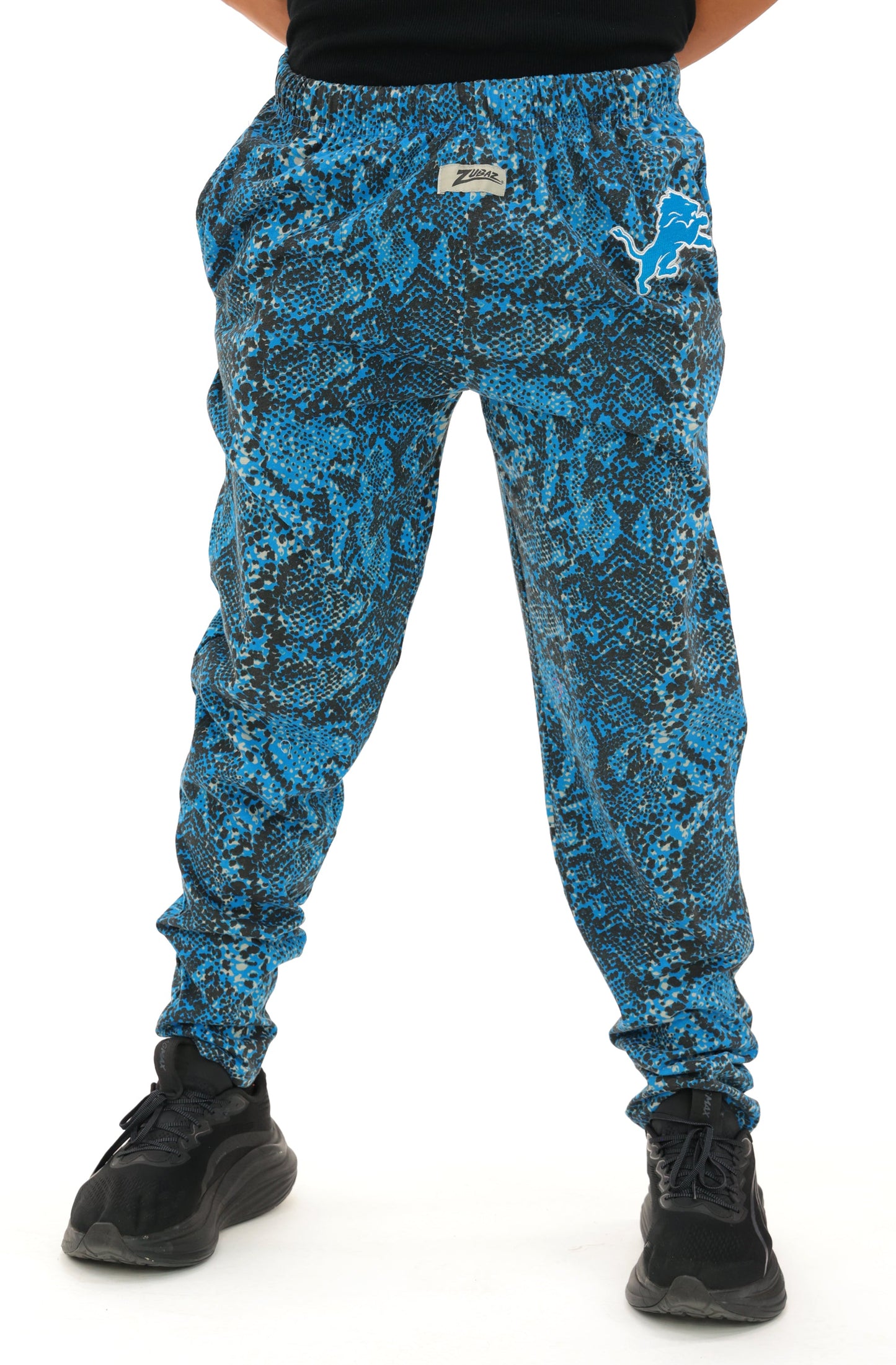 Zubaz NFL Adult Unisex Z88 Embroidered Post Pattern Pants, Detroit Lions