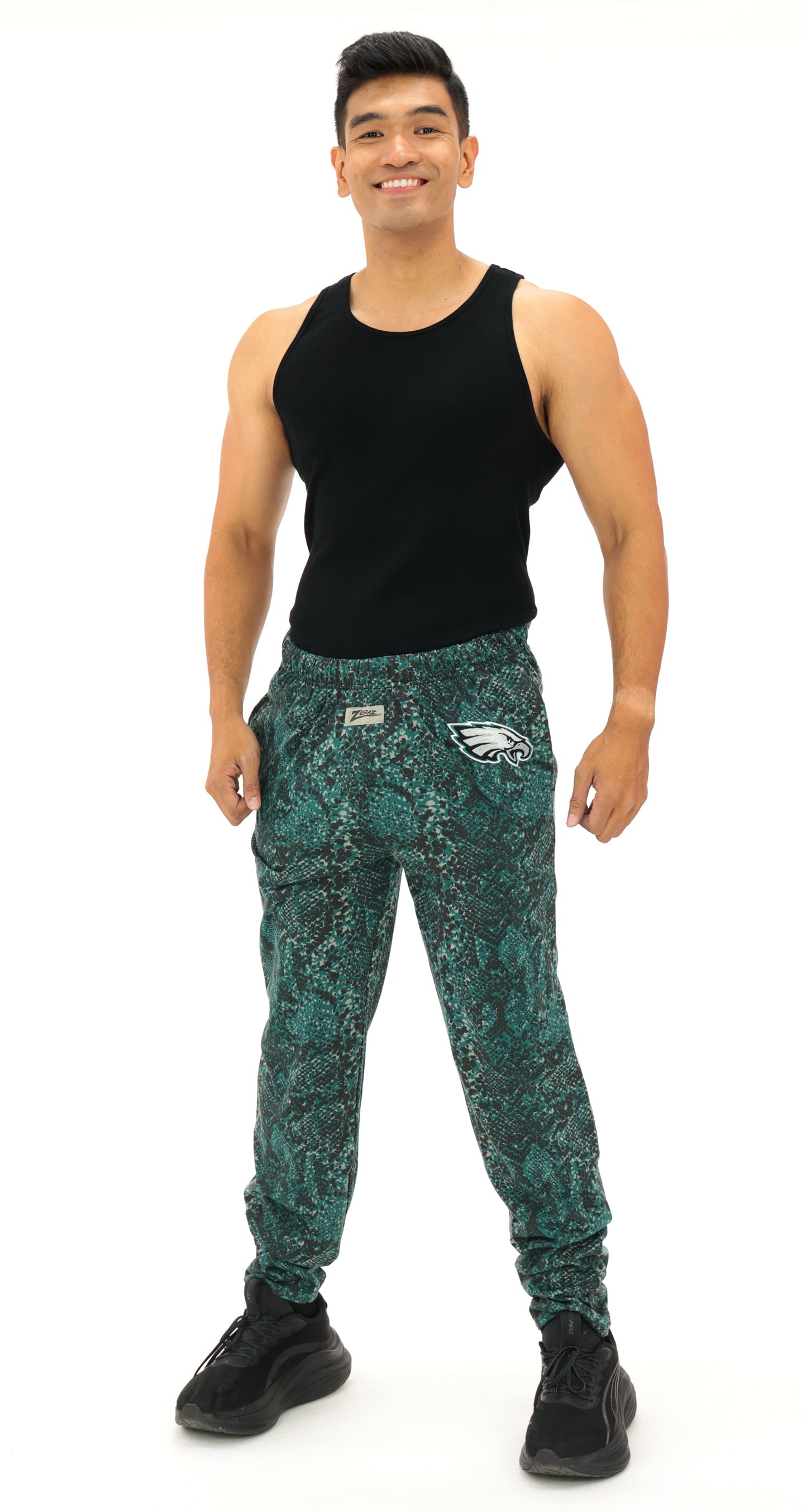 Zubaz NFL Adult Unisex Z88 Embroidered Post Pattern Pants, Philadelphia Eagles