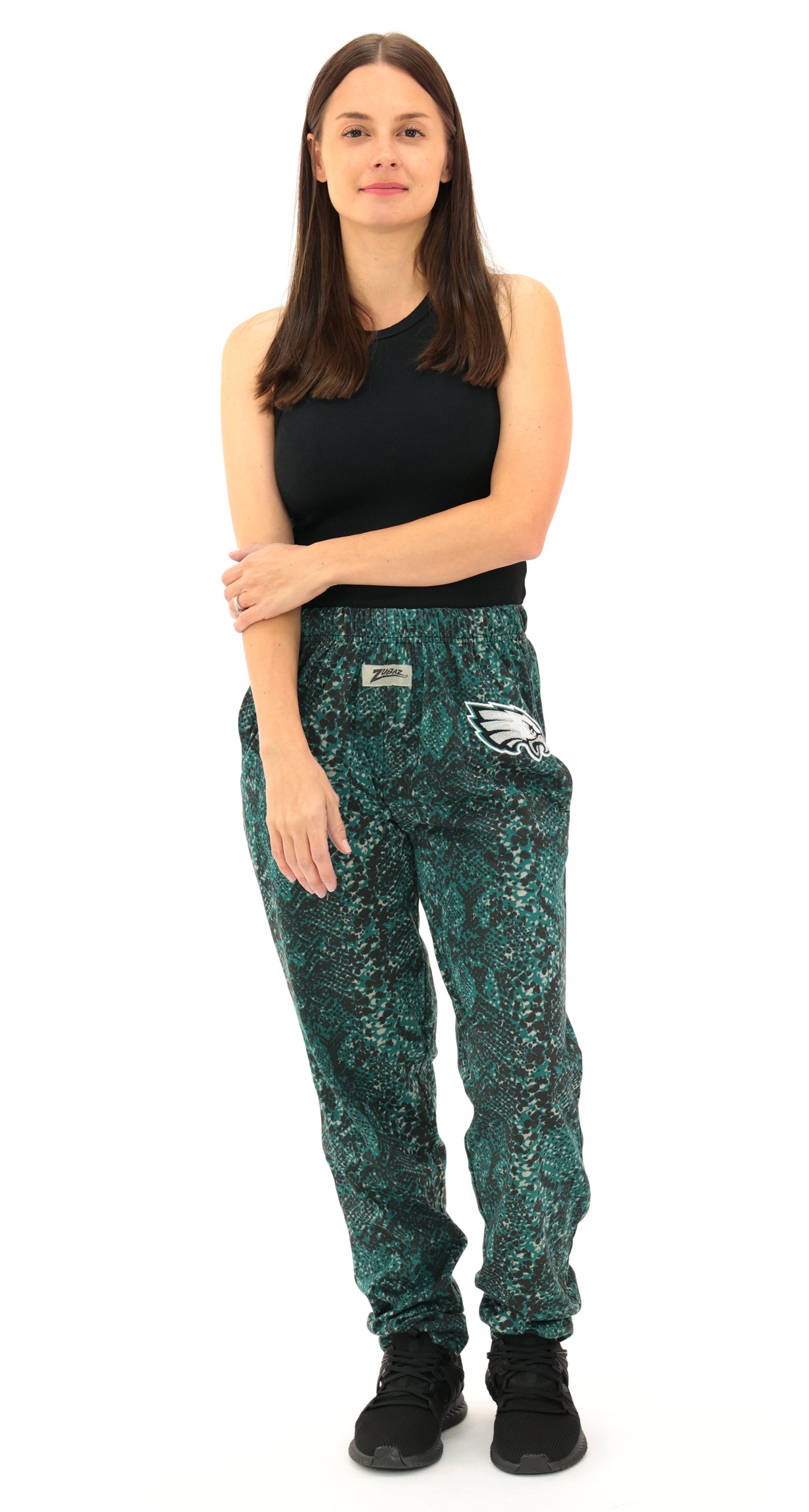Zubaz NFL Adult Unisex Z88 Embroidered Post Pattern Pants, Philadelphia Eagles