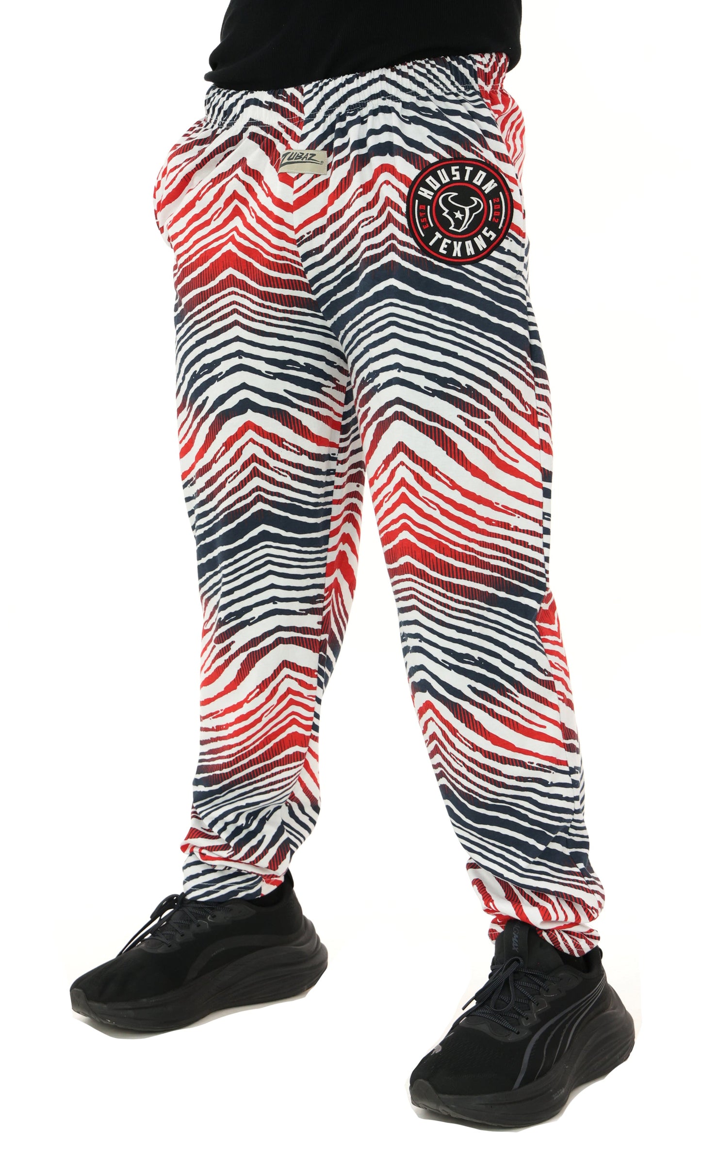 Zubaz NFL Adult Unisex Z88 Embroidered Zebra Ombre TMC Pants, Houston Texans