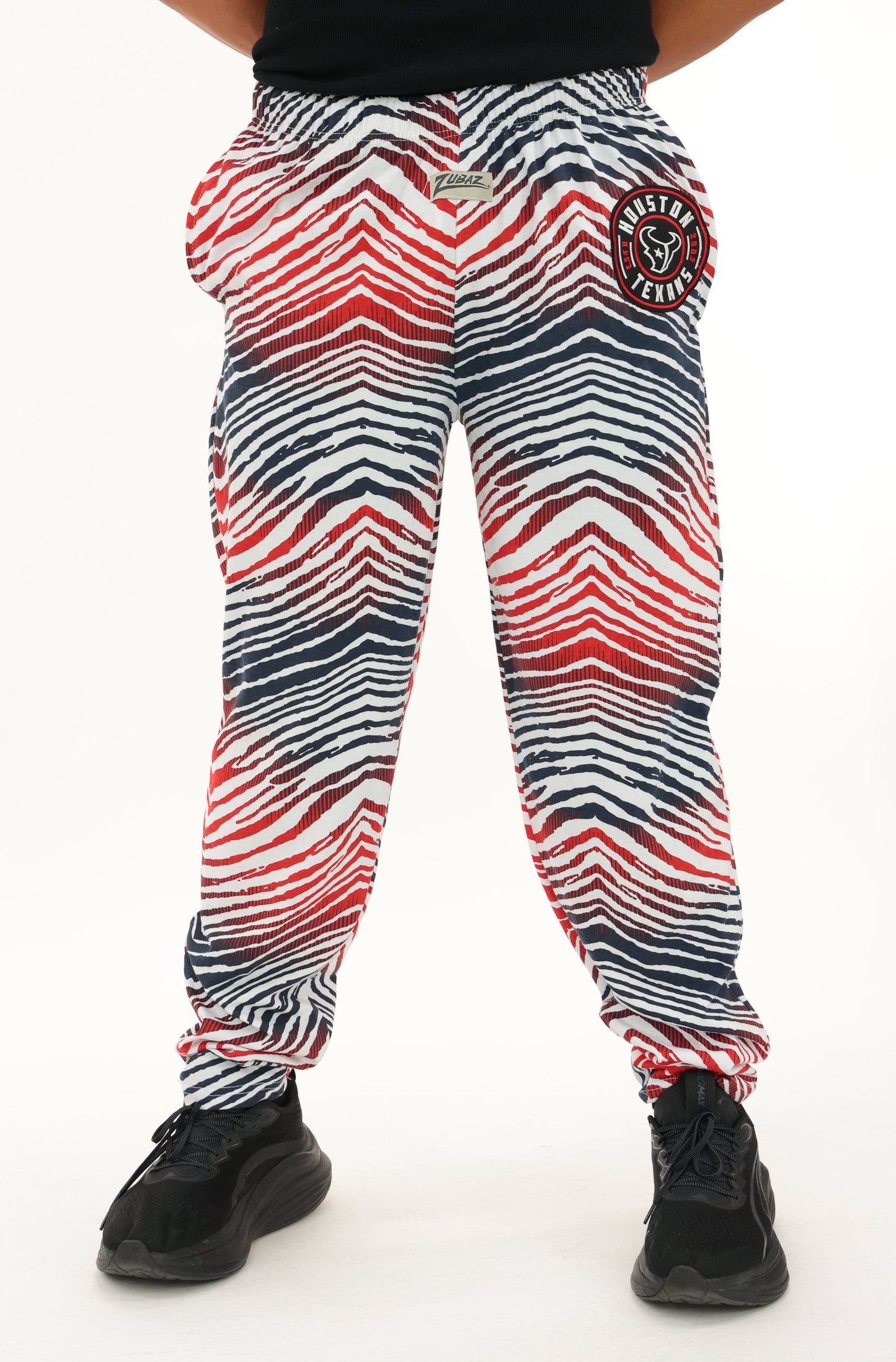Zubaz NFL Adult Unisex Z88 Embroidered Zebra Ombre TMC Pants, Houston Texans