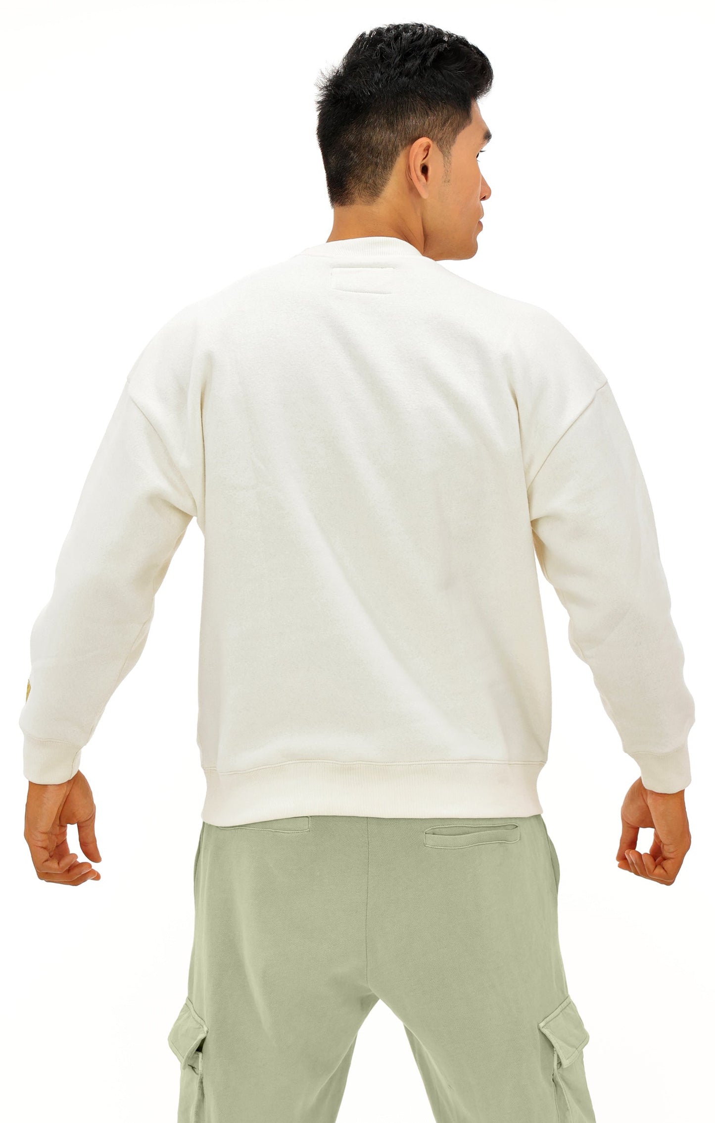 Zubaz NFL  UNISEX 90s Vintage Shadow Drop Shoulder Crewneck- Off White, MIAMI DOLPHINS