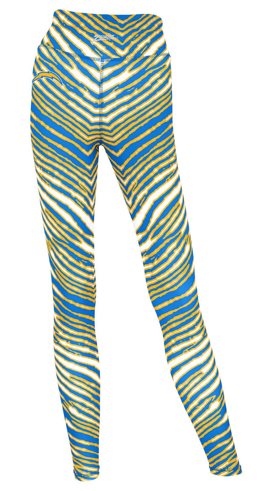 Zubaz NFL Women's Embroidered 3 Color Zebra Leggings, Los Angeles Chargers