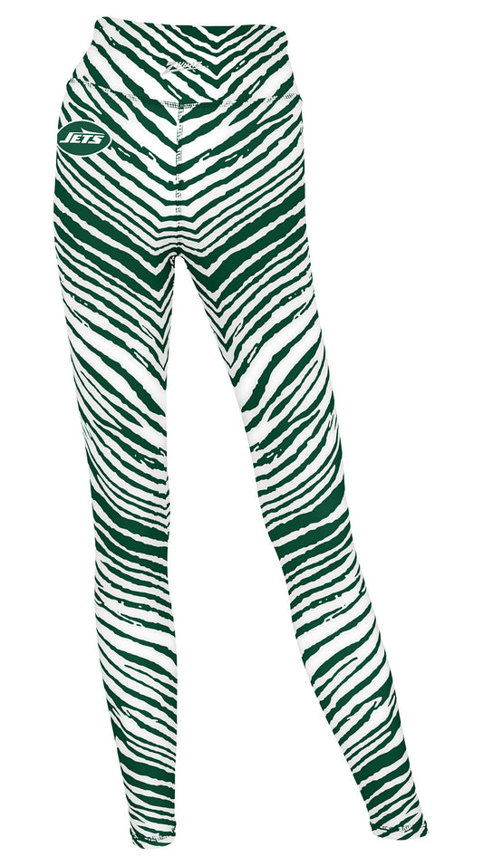 Zubaz NFL Women's Embroidered 3 Color Zebra Leggings, New York Jets