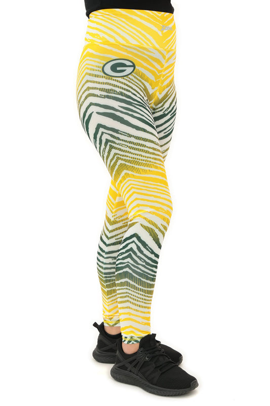 Zubaz NFL Women's Primary Logo Zebra Ombre Leggings, Green Bay Packers
