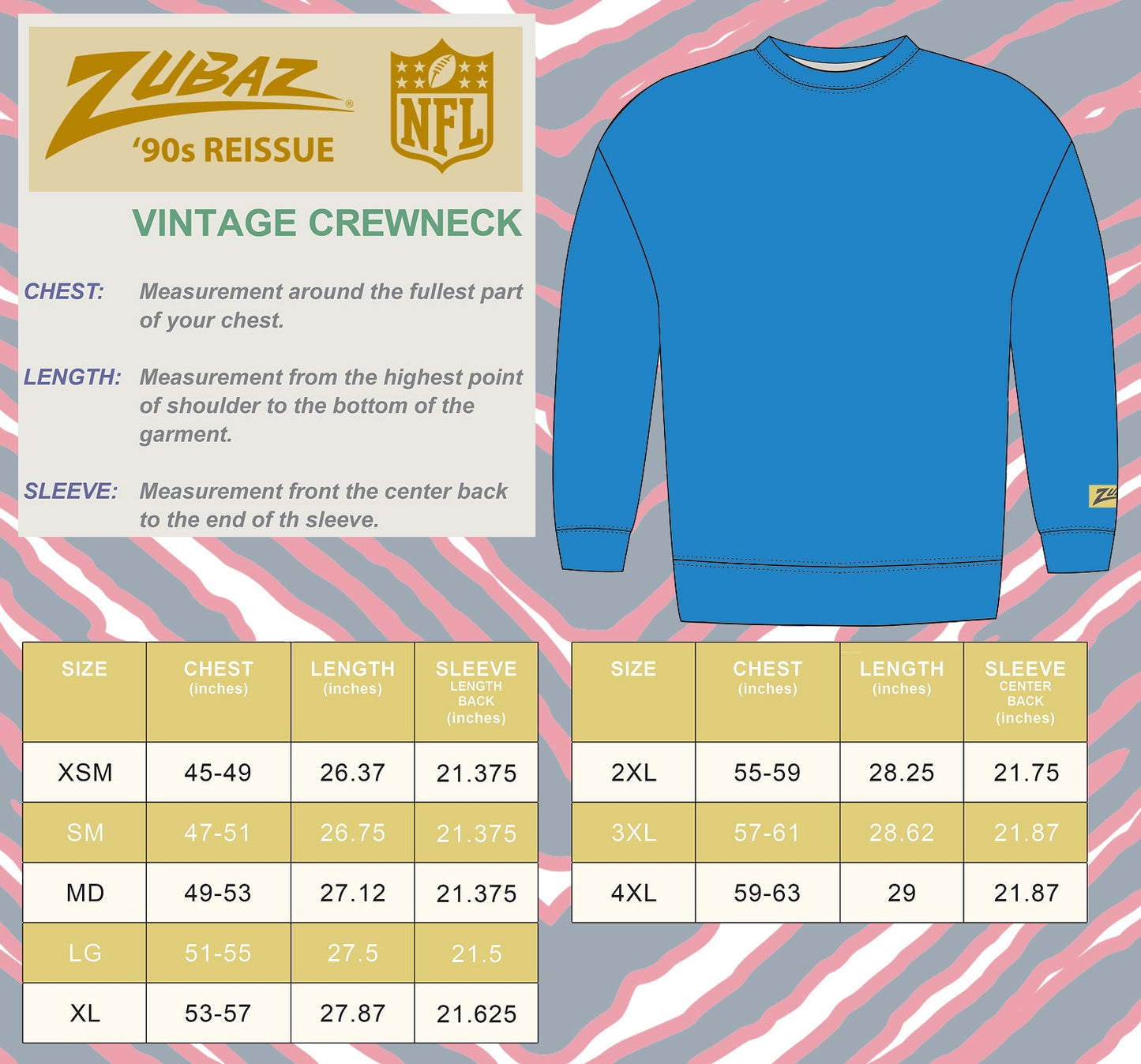 Zubaz NFL  UNISEX 90s Vintage Shadow Drop Shoulder Crewneck- Off White, MINNESOTA VIKINGS